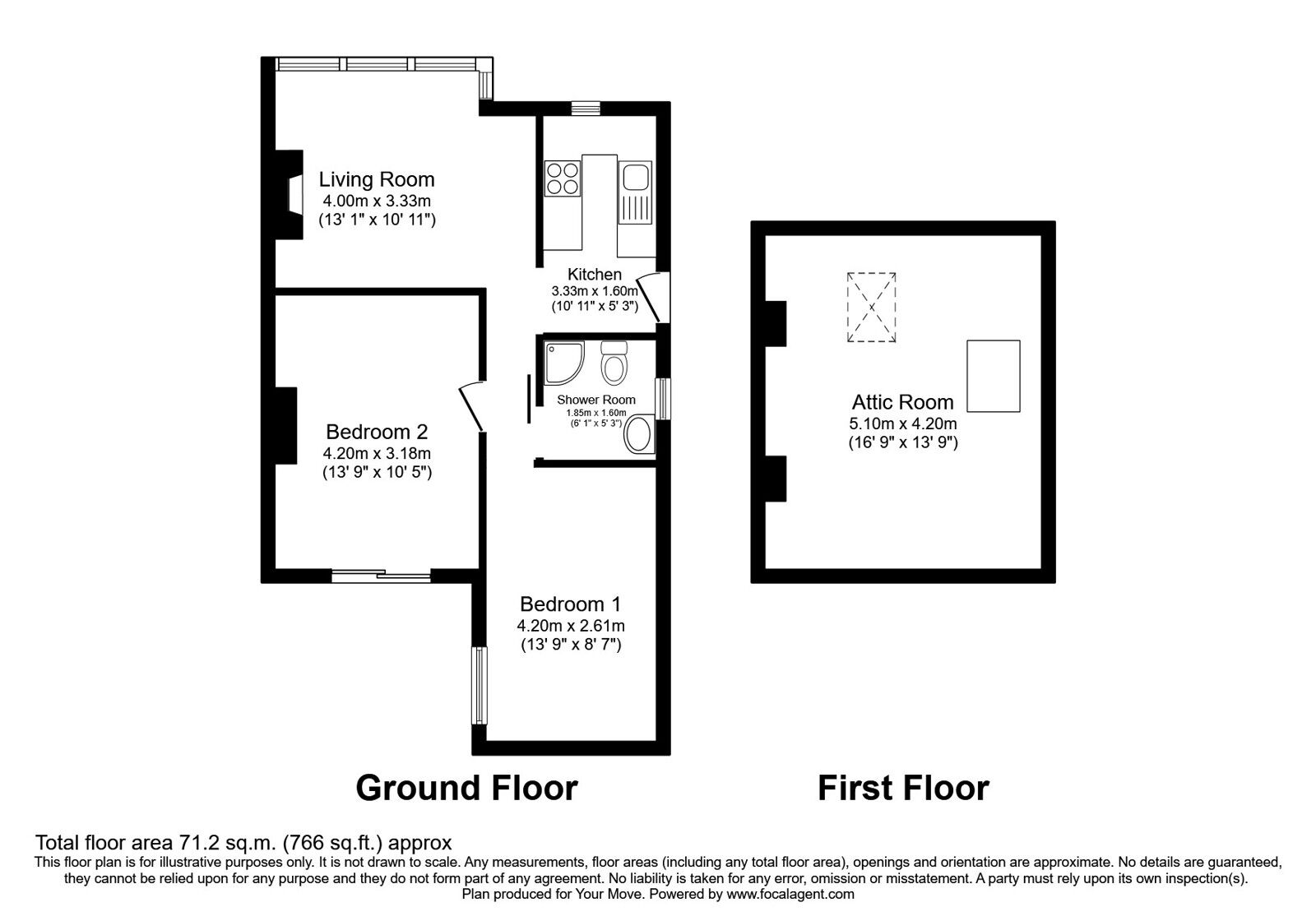 Floorplan of 2 bedroom Semi Detached Bungalow for sale, Skinburness Road, Silloth, Cumbria, CA7