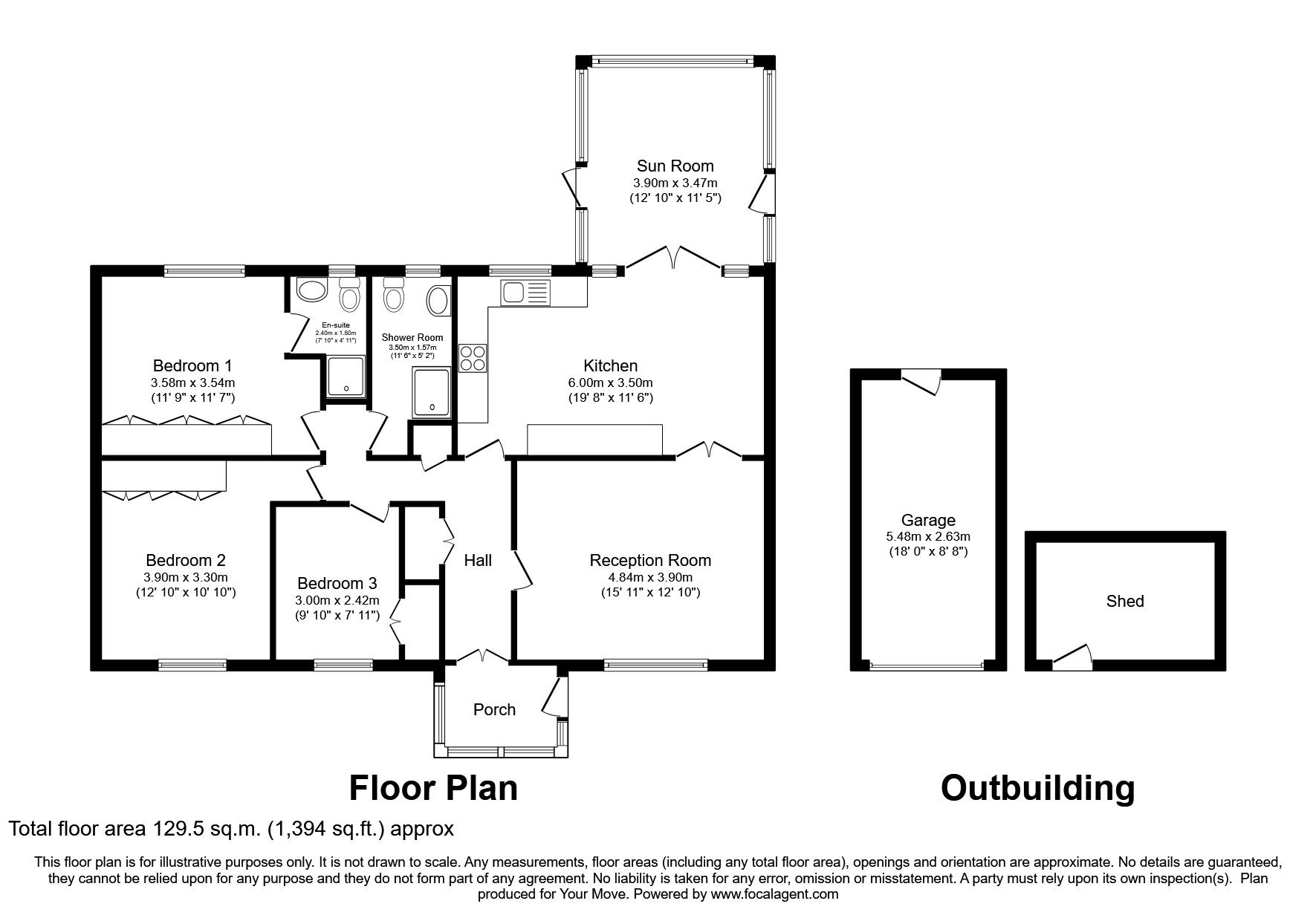Floorplan of 3 bedroom Detached Bungalow for sale, Grune Point Close, Skinburness, Cumbria, CA7