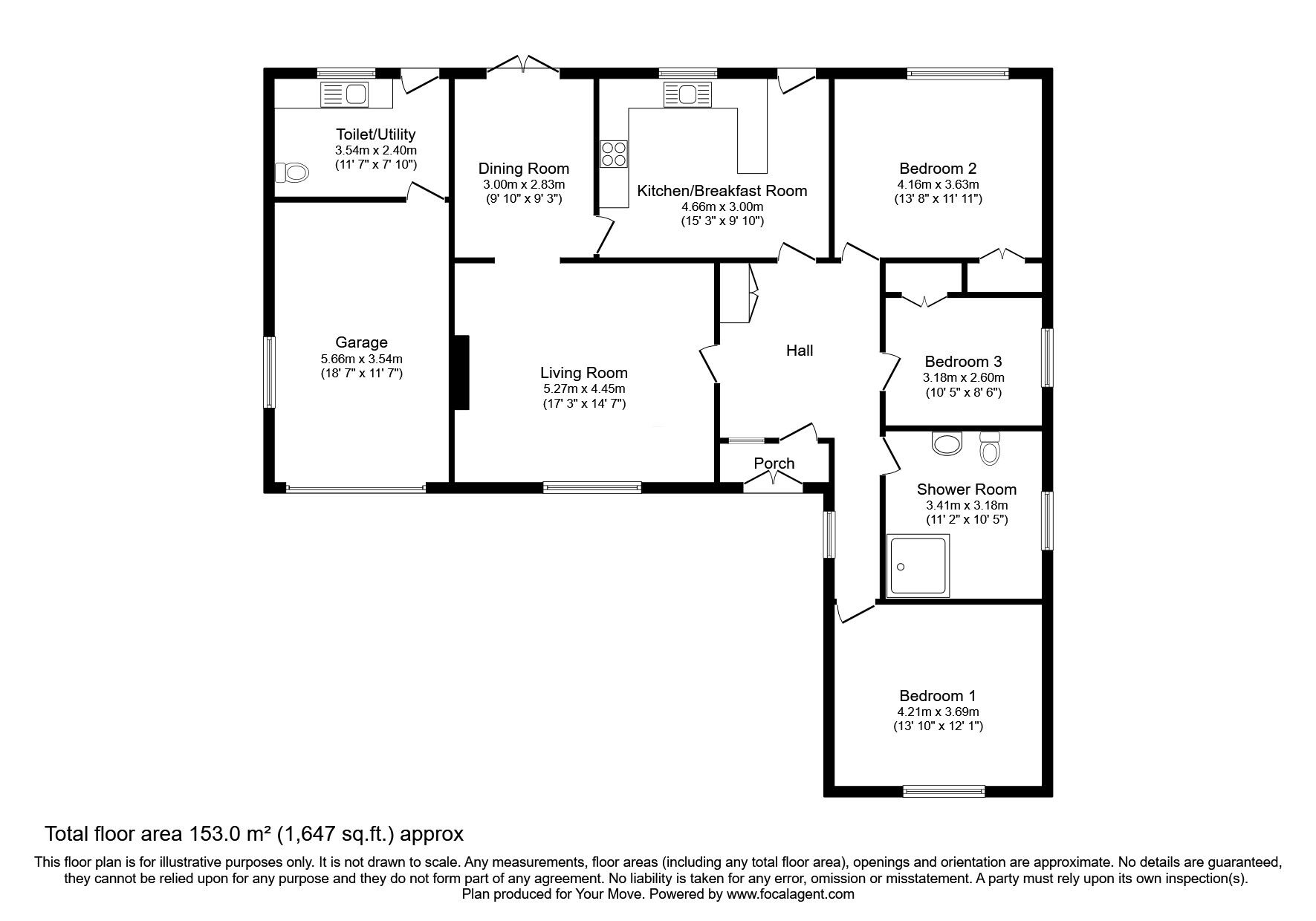 Floorplan of 3 bedroom Detached Bungalow for sale, Biglands, Wigton, Cumbria, CA7