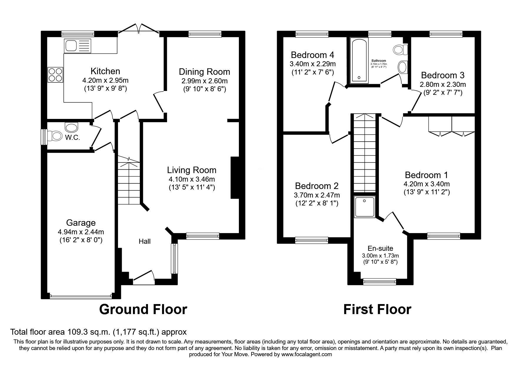 Floorplan of 4 bedroom Detached House for sale, Fell View Close, Aspatria, Cumbria, CA7