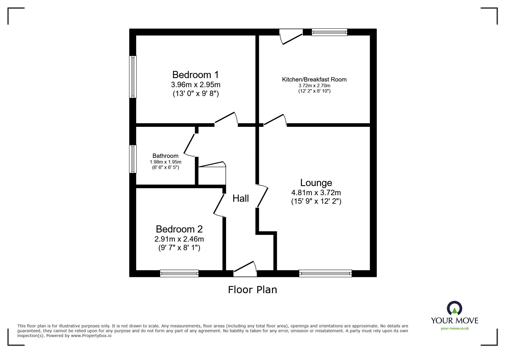 Floorplan of 2 bedroom Semi Detached Bungalow to rent, Kirkland Meadows, Wigton, Cumbria, CA7