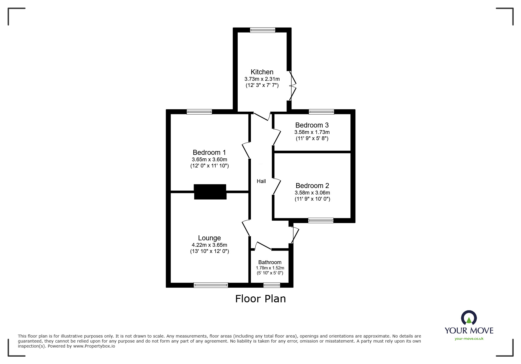 Floorplan of 3 bedroom Semi Detached Bungalow to rent, Highmoor Bungalows, Wigton, Cumbria, CA7
