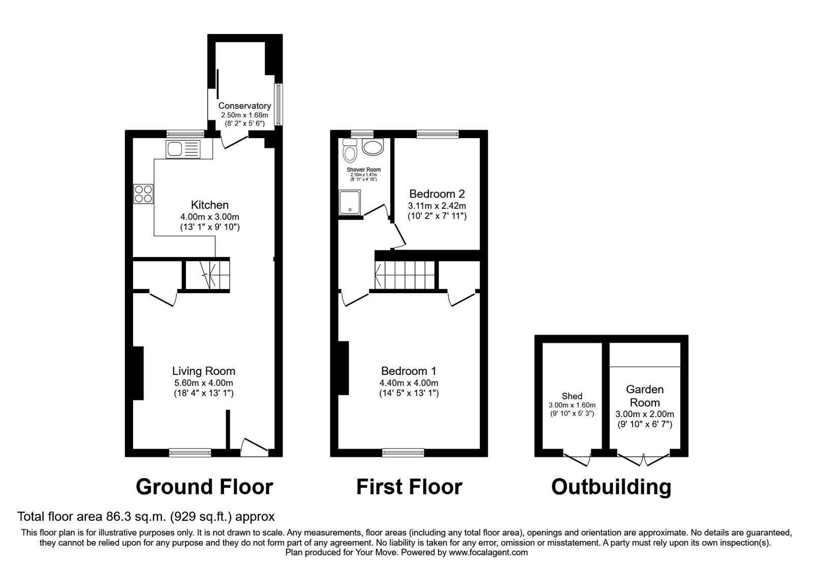 Floorplan of 2 bedroom Mid Terrace House for sale, Bowness-on-Solway, Wigton, Cumbria, CA7