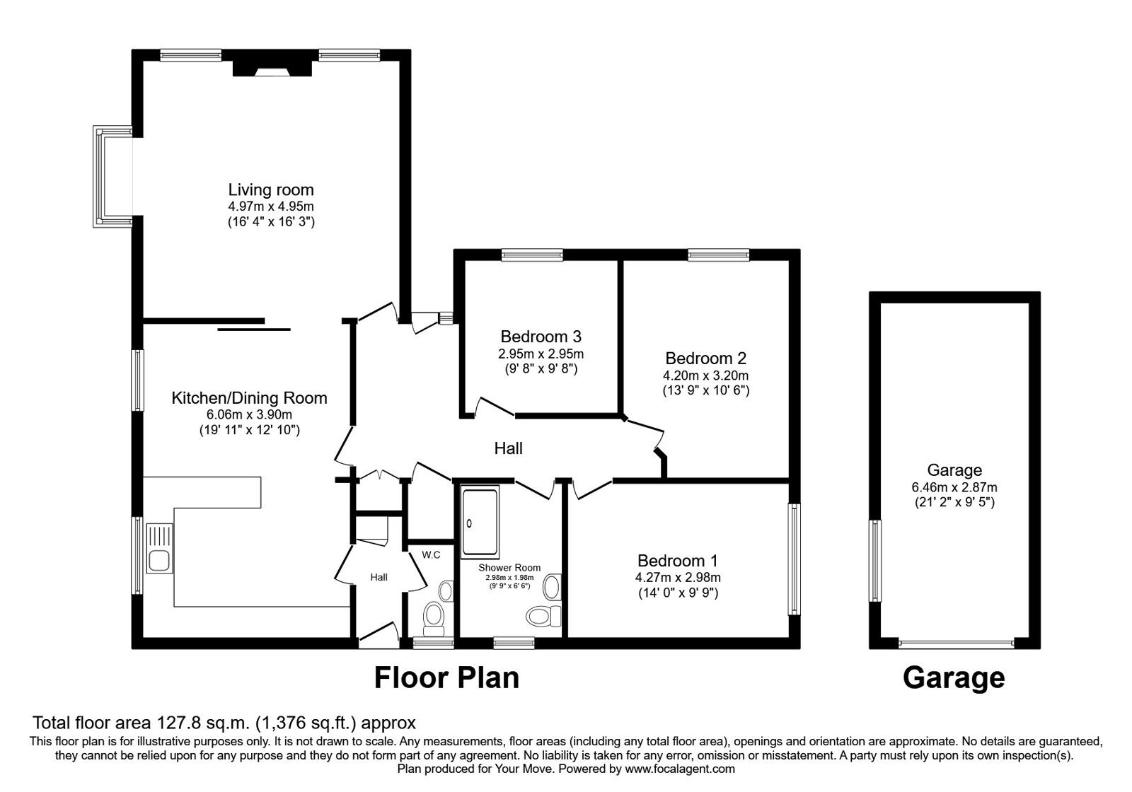 Floorplan of 3 bedroom Detached Bungalow for sale, Bolton Low Houses, Wigton, Cumbria, CA7