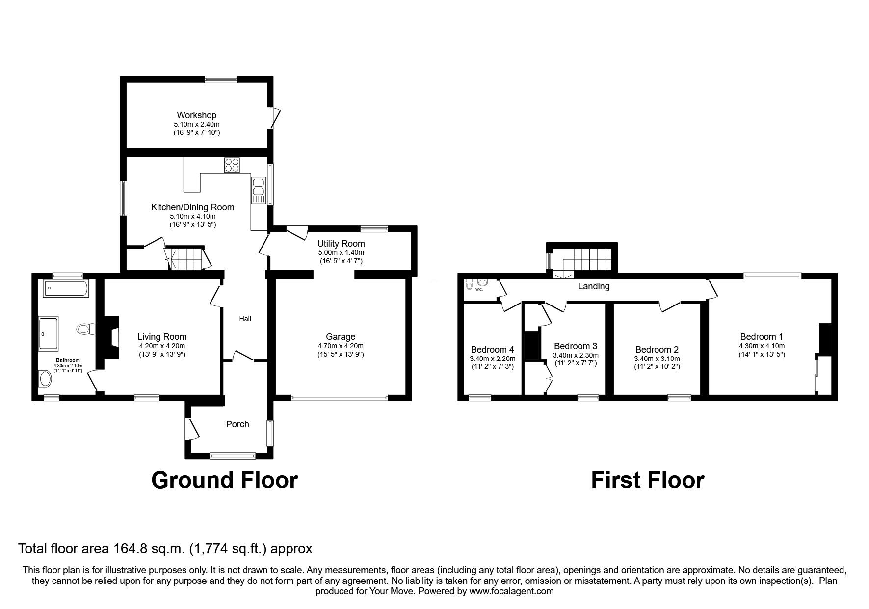 Floorplan of 4 bedroom Mid Terrace House for sale, Caldbeck, Wigton, Cumbria, CA7