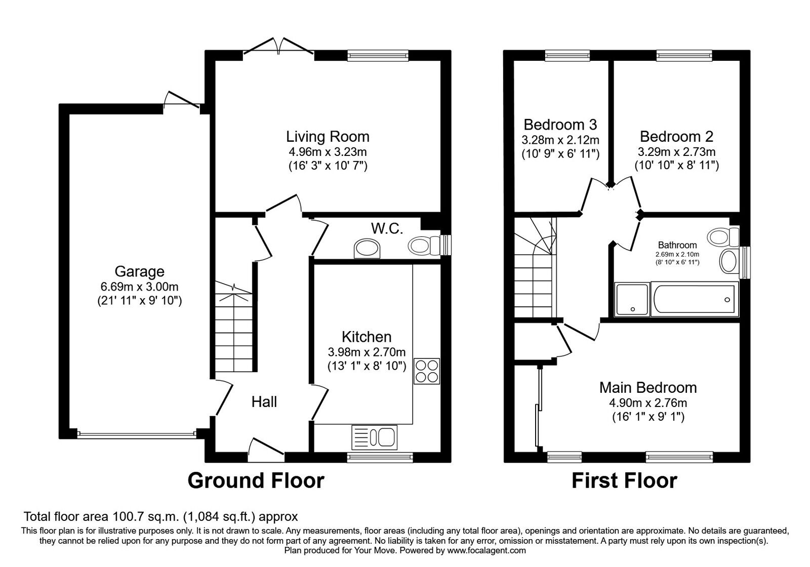 Floorplan of 3 bedroom Link Detached House for sale, Woodside Park, Wigton, Cumbria, CA7