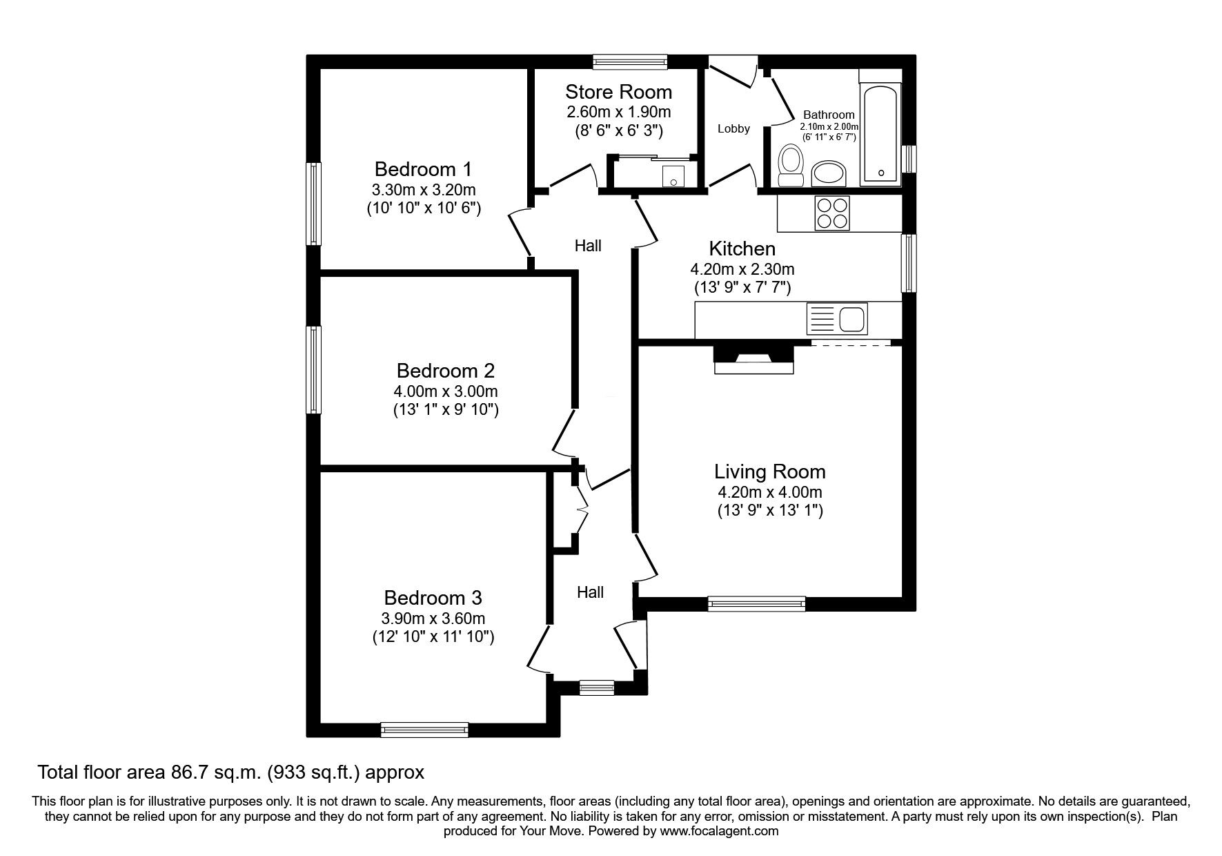 Floorplan of 3 bedroom Detached Bungalow for sale, Crookey, Aspatria, Cumbria, CA7