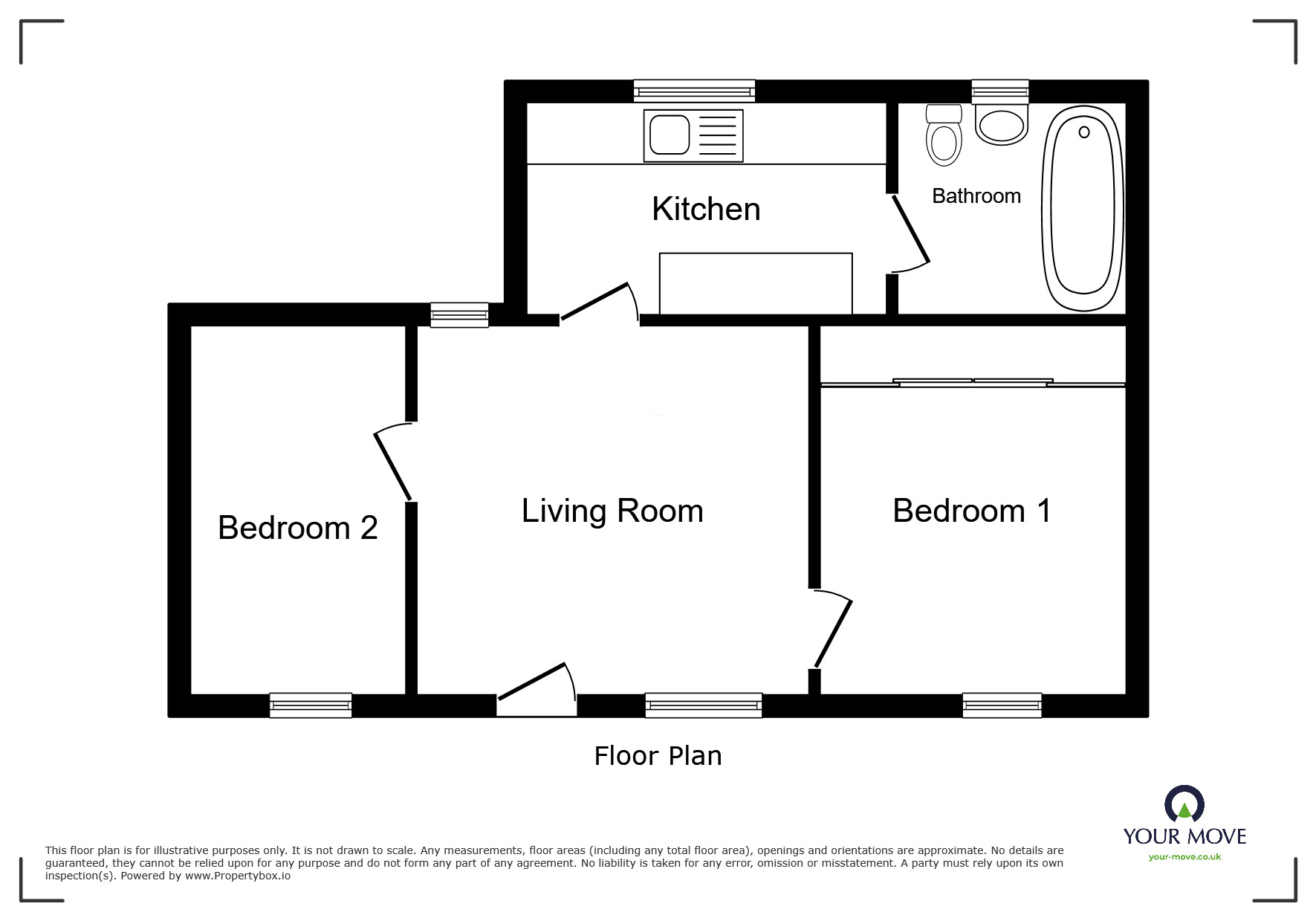 Floorplan of 2 bedroom Mid Terrace Bungalow for sale, Chapel Terrace, Prospect, Cumbria, CA7