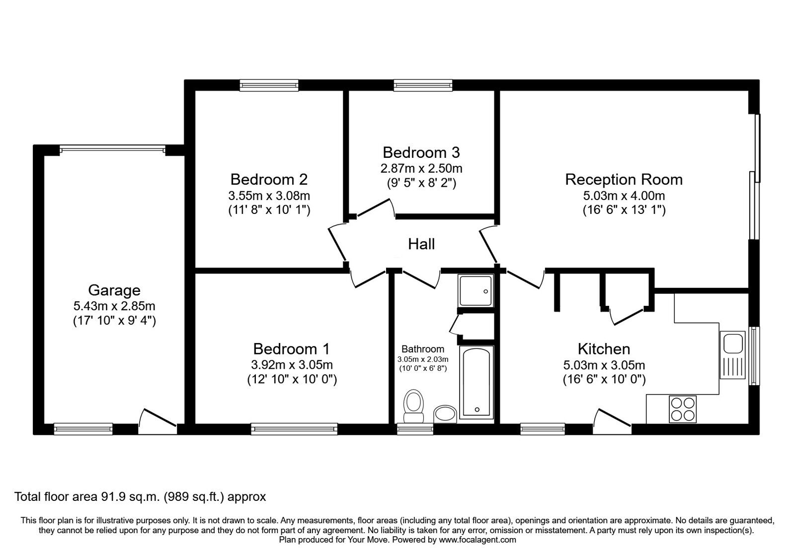 Floorplan of 3 bedroom Detached Bungalow for sale, The Island, Anthorn, Cumbria, CA7