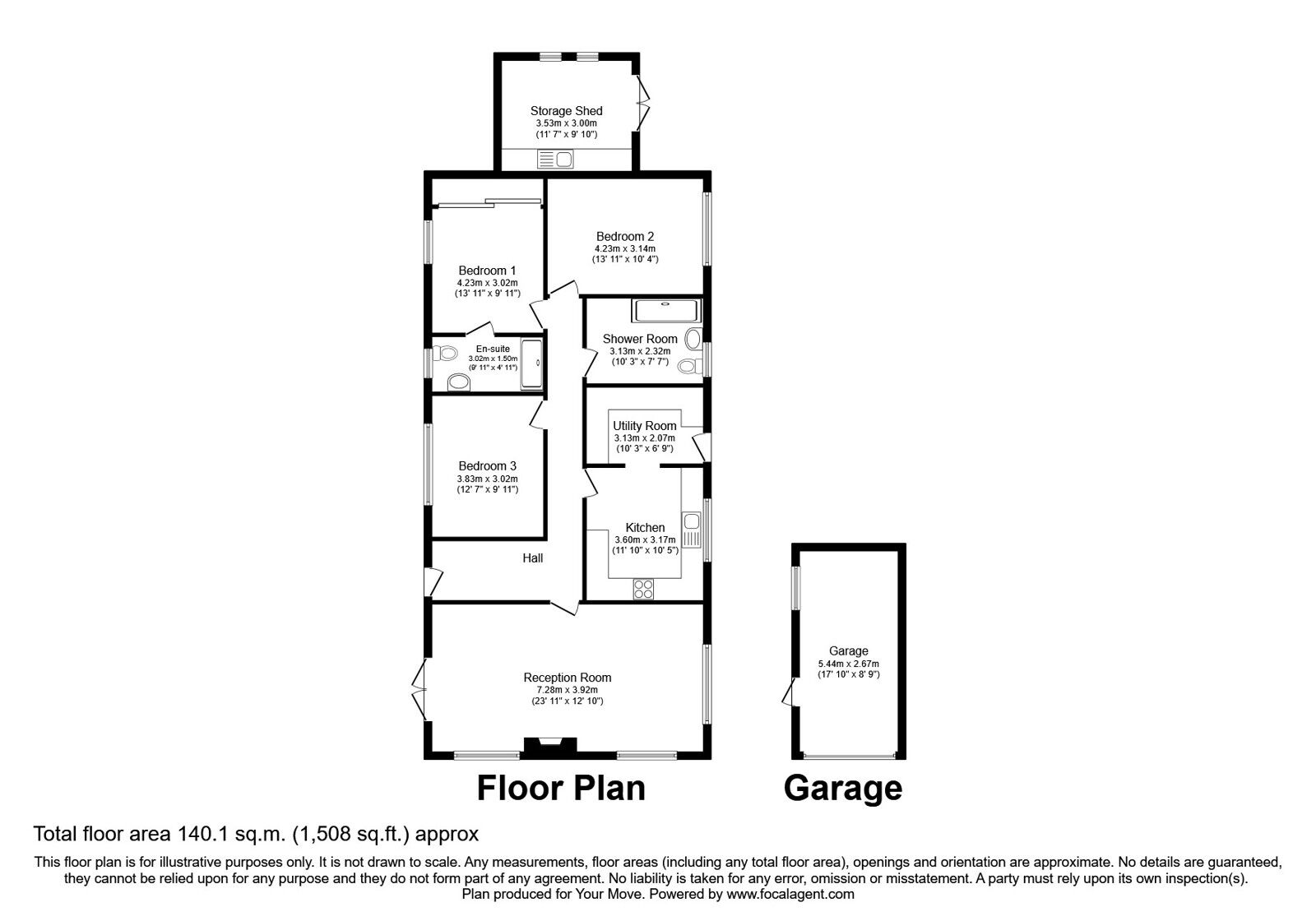 Floorplan of 3 bedroom Detached Bungalow for sale, Cuddy Lonning, Wigton, Cumbria, CA7