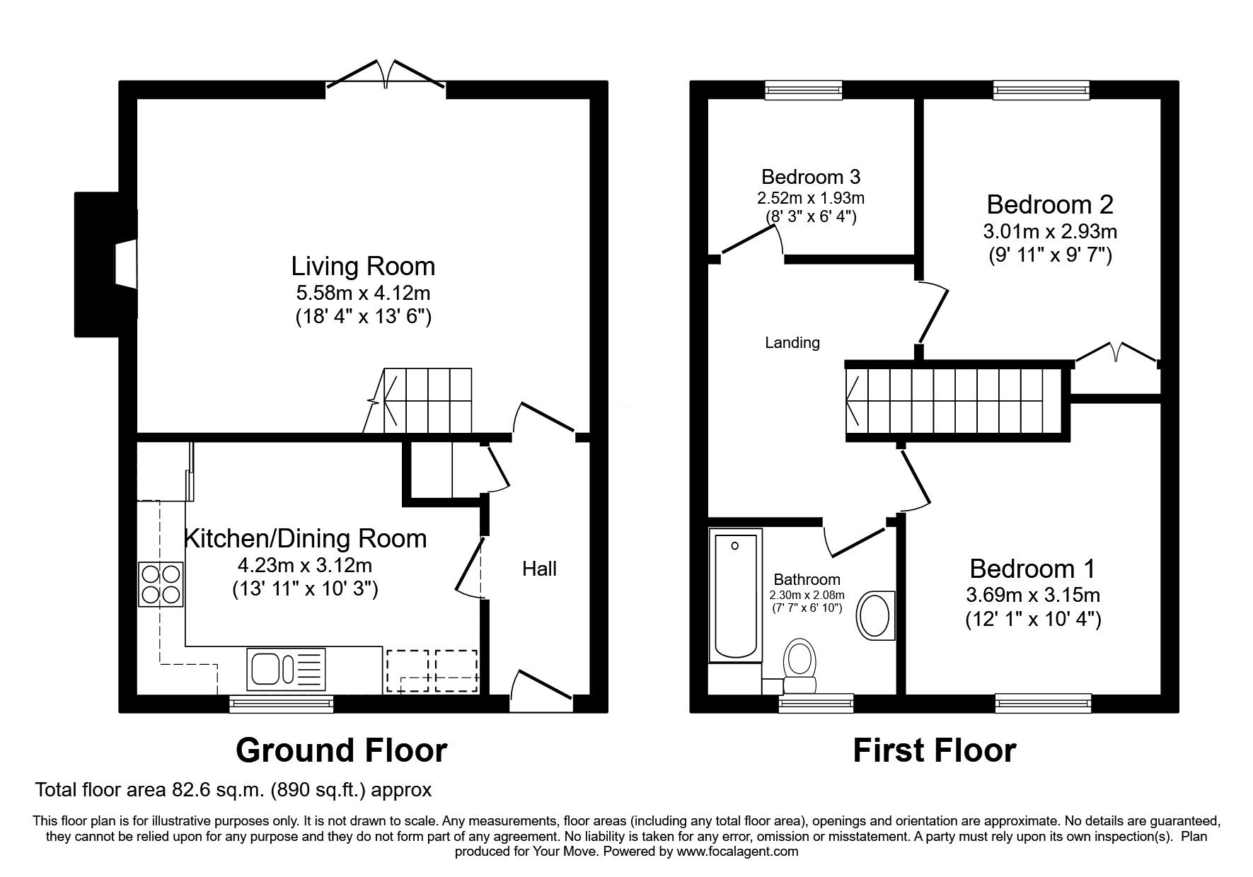 Floorplan of 3 bedroom Mid Terrace House for sale, Highfield Court, Wigton, Cumbria, CA7