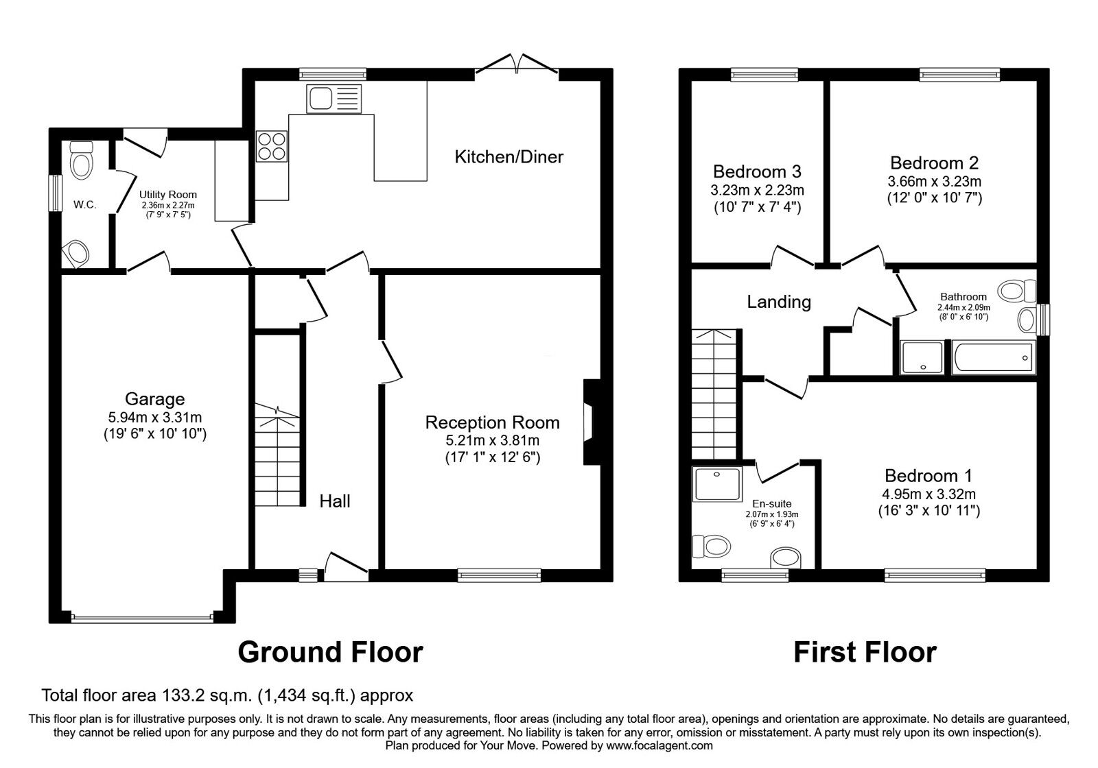 Floorplan of 3 bedroom Detached House for sale, Woodside Park, Wigton, CA7