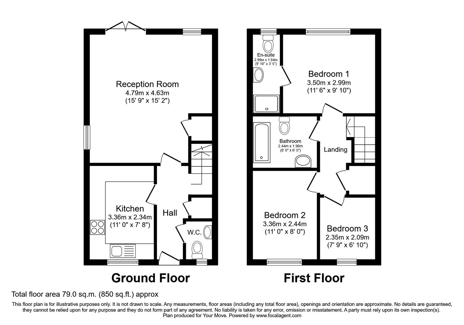 Floorplan of 3 bedroom Semi Detached House for sale, St. Cuthberts Close, Burnfoot, Cumbria, CA7