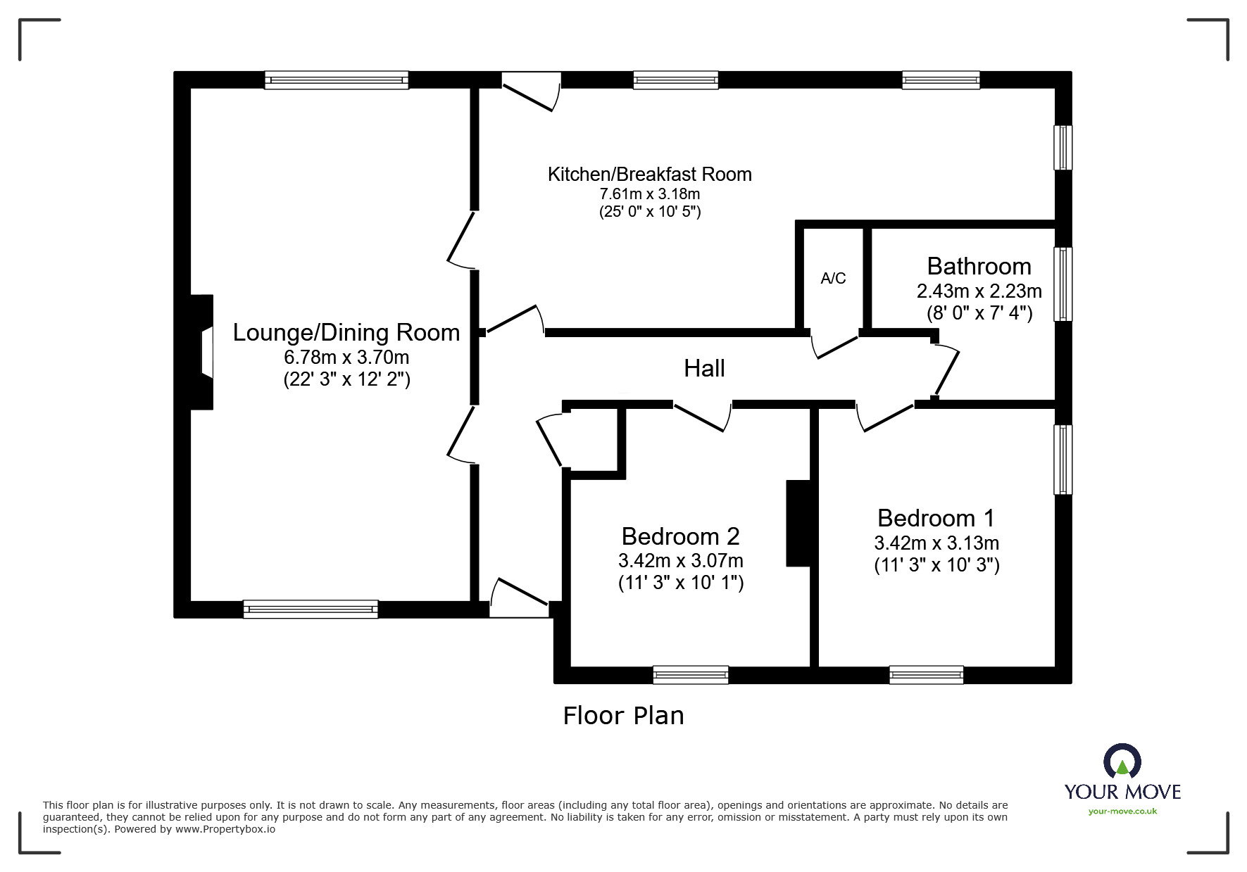 Floorplan of 2 bedroom Bungalow to rent, Blencogo, Wigton, Cumbria, CA7