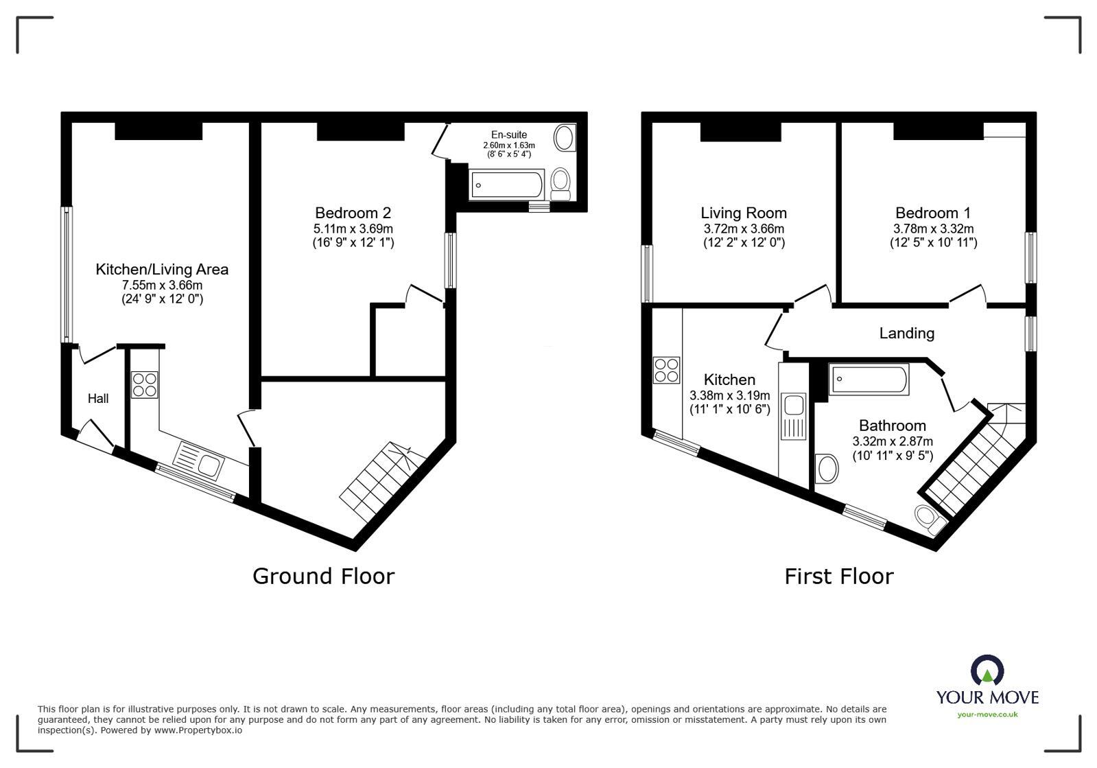 Floorplan of 2 bedroom End Terrace Flat for sale, Beaconsfield Terrace, Silloth, Cumbria, CA7