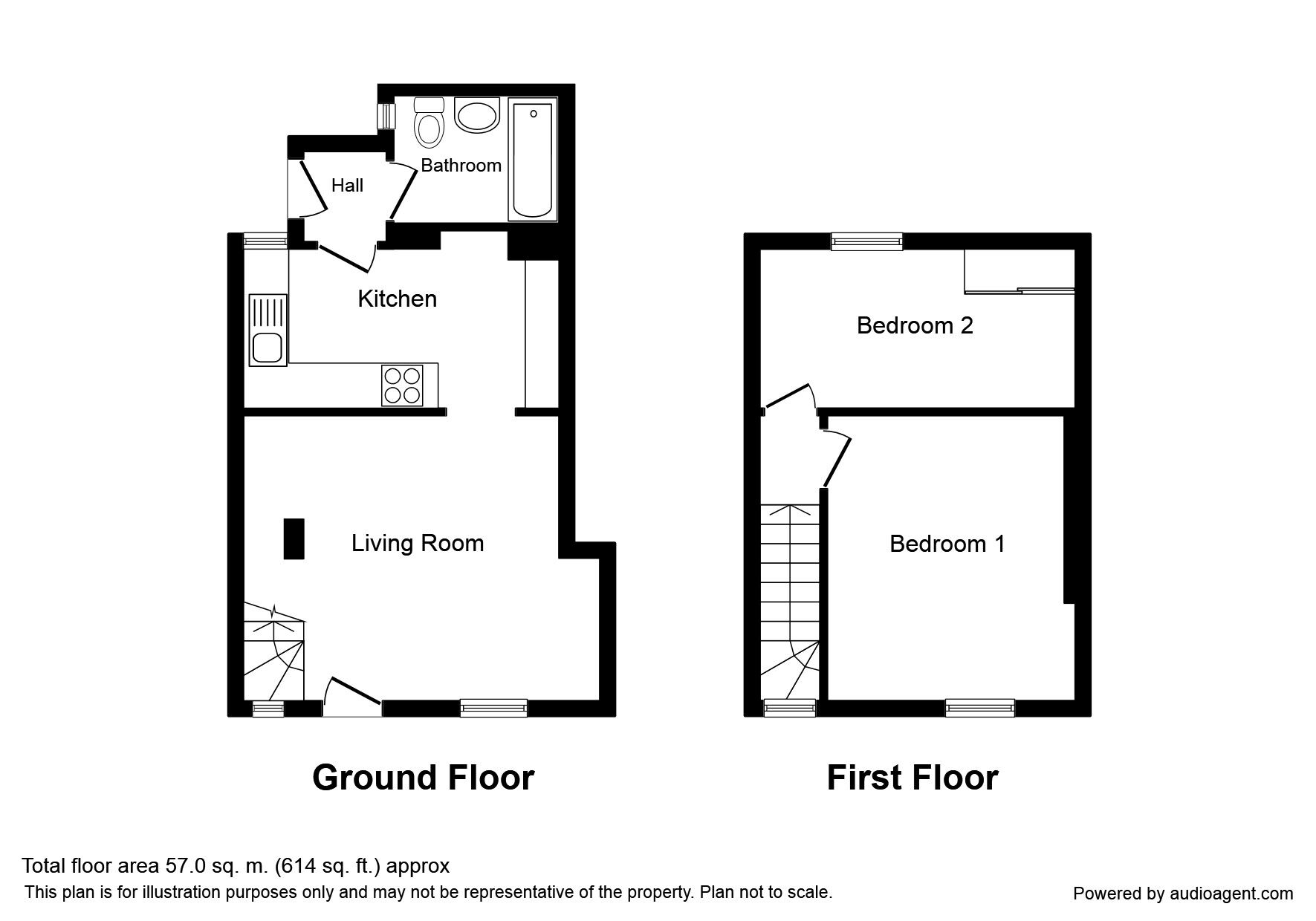 Floorplan of 2 bedroom Mid Terrace House for sale, Queen Street, Aspatria, Cumbria, CA7