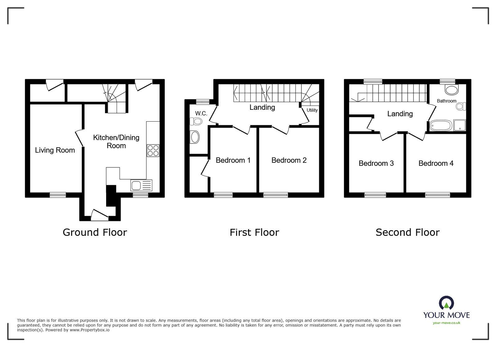 Floorplan of 4 bedroom Mid Terrace House for sale, William Street, Wigton, CA7