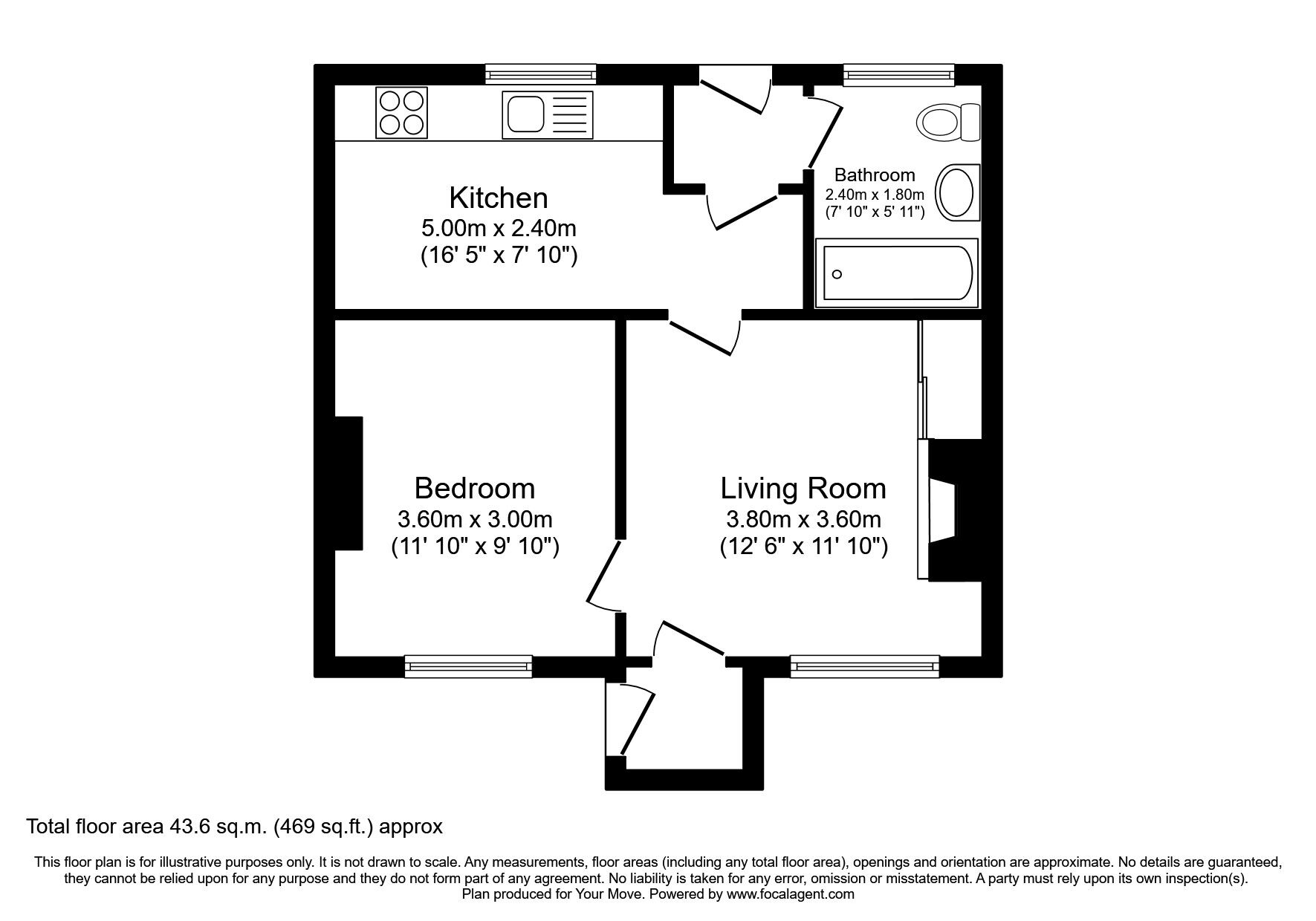 Floorplan of 1 bedroom End Terrace Bungalow for sale, Syke Road, Wigton, Cumbria, CA7