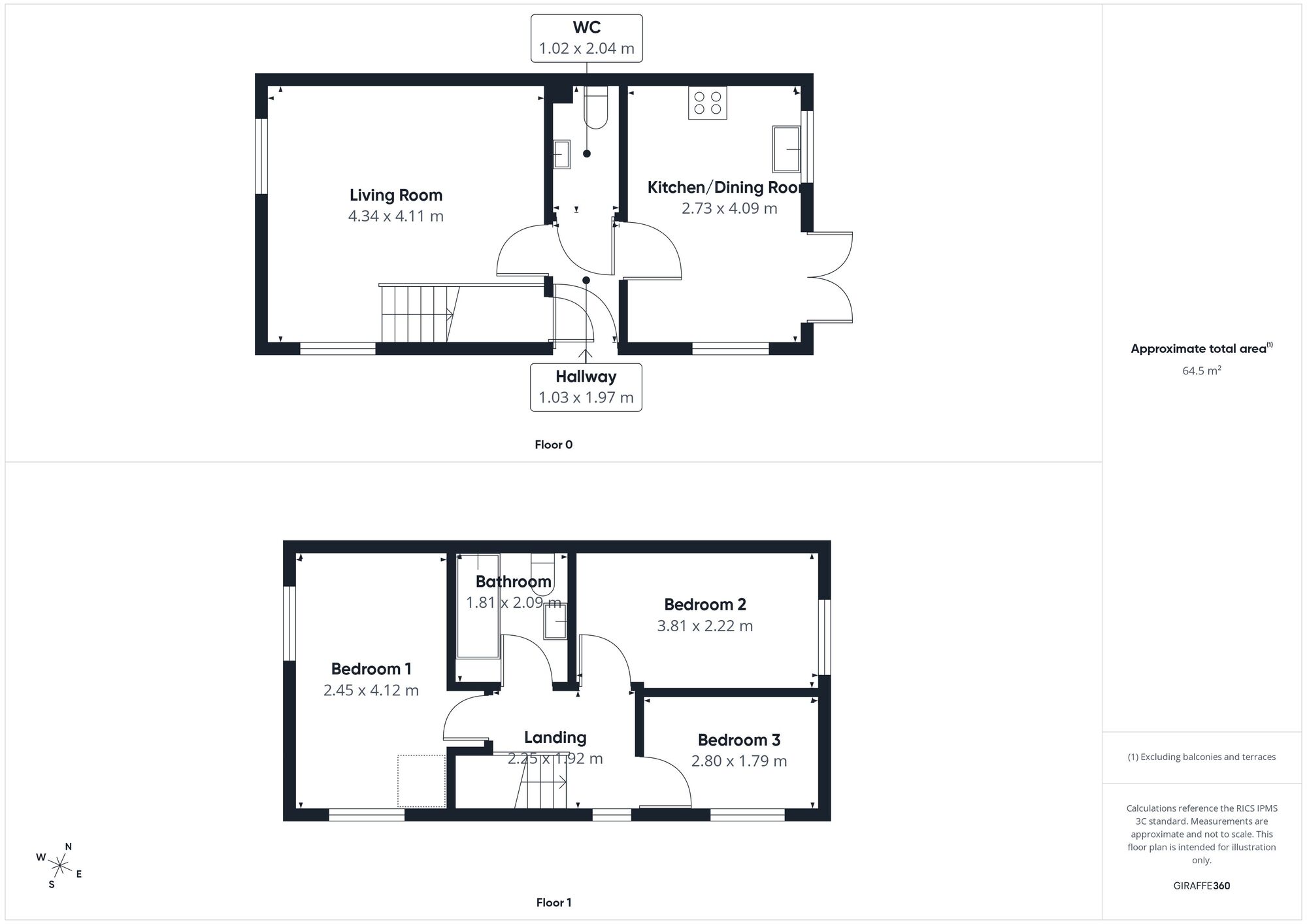 Floorplan of 3 bedroom Semi Detached House for sale, Barley Meadows, Abbeytown, Cumberland, CA7