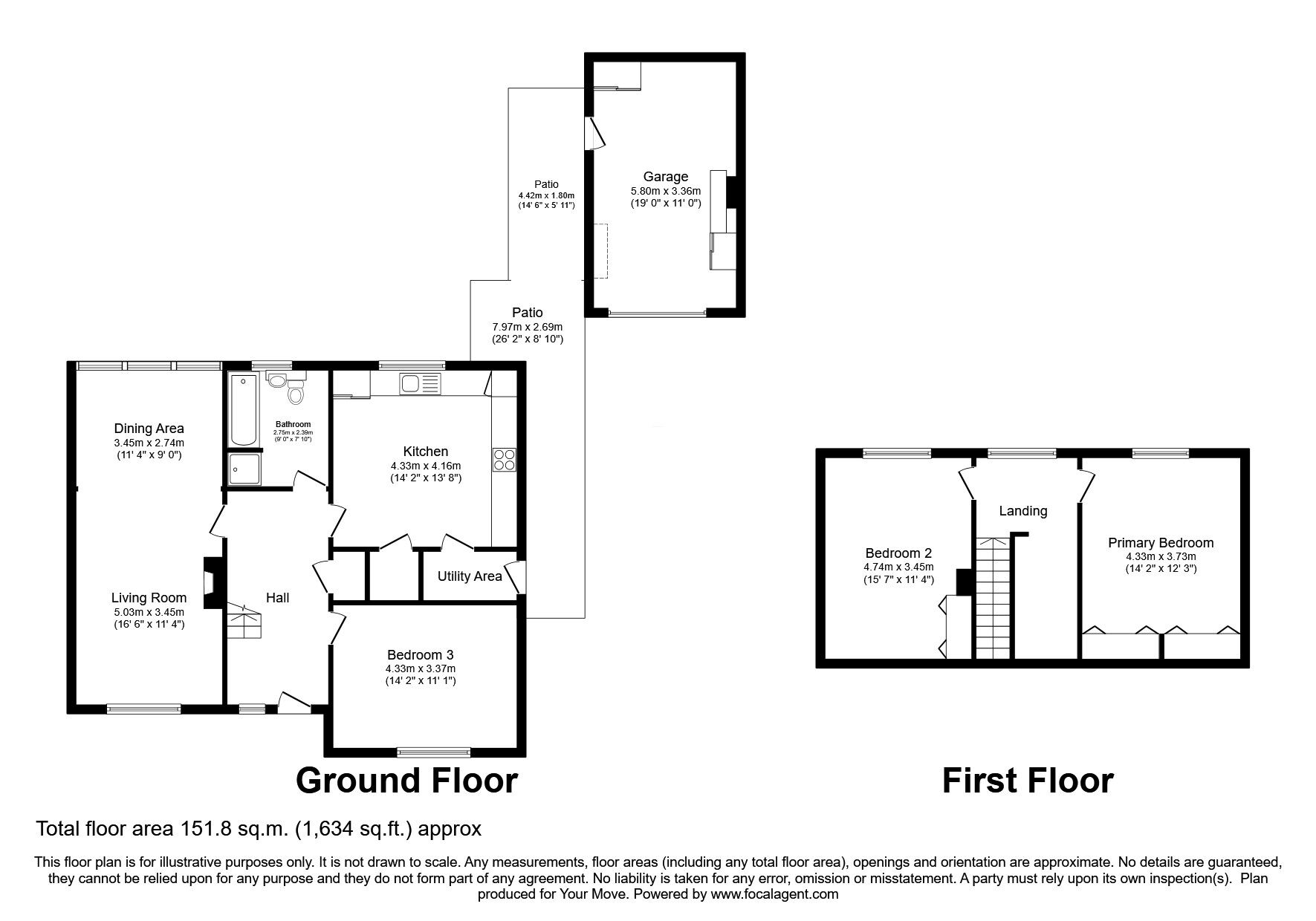 Floorplan of 3 bedroom Detached Bungalow for sale, Mawbray, Maryport, Cumbria, CA15