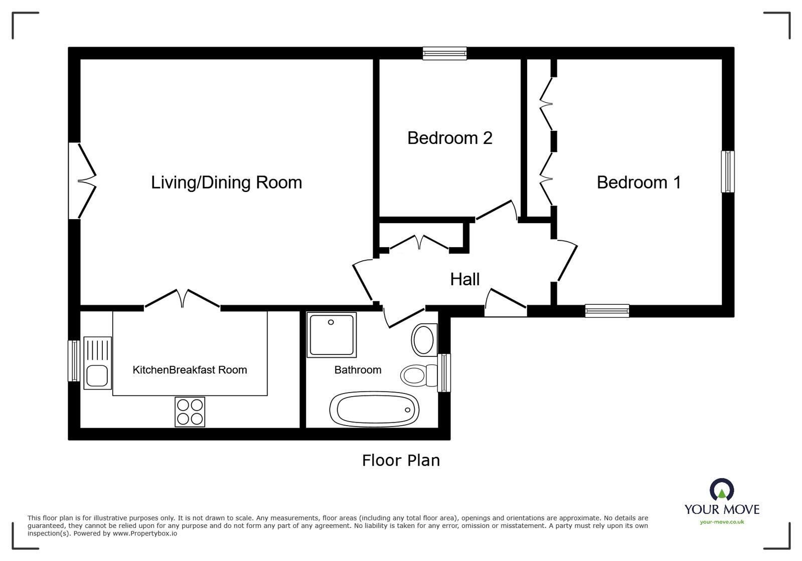 Floorplan of 2 bedroom Detached Bungalow for sale, St. Cuthberts Close, Burnfoot, Cumbria, CA7