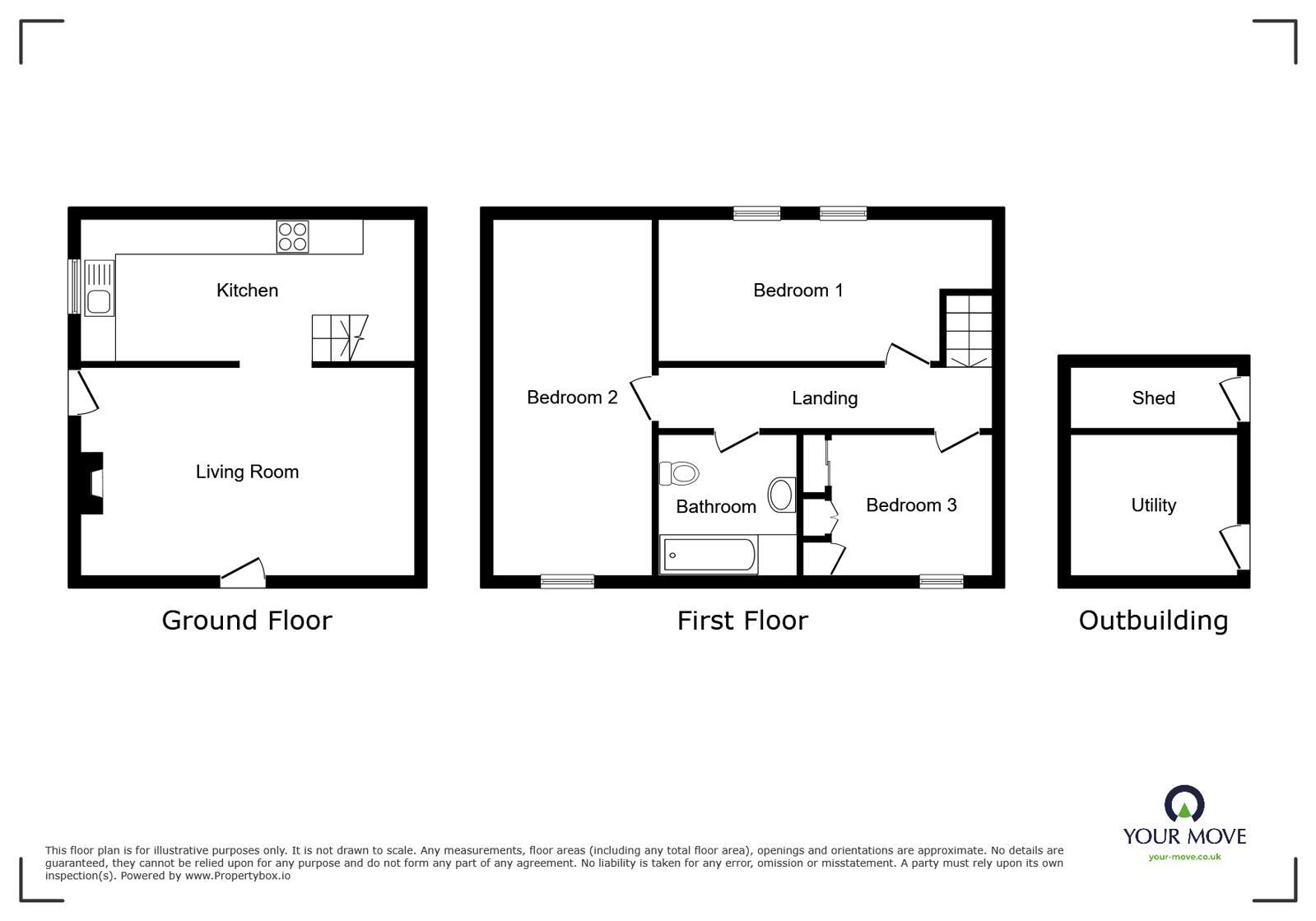 Floorplan of 3 bedroom Mid Terrace Property for sale, Station View, Abbeytown, Cumbria, CA7