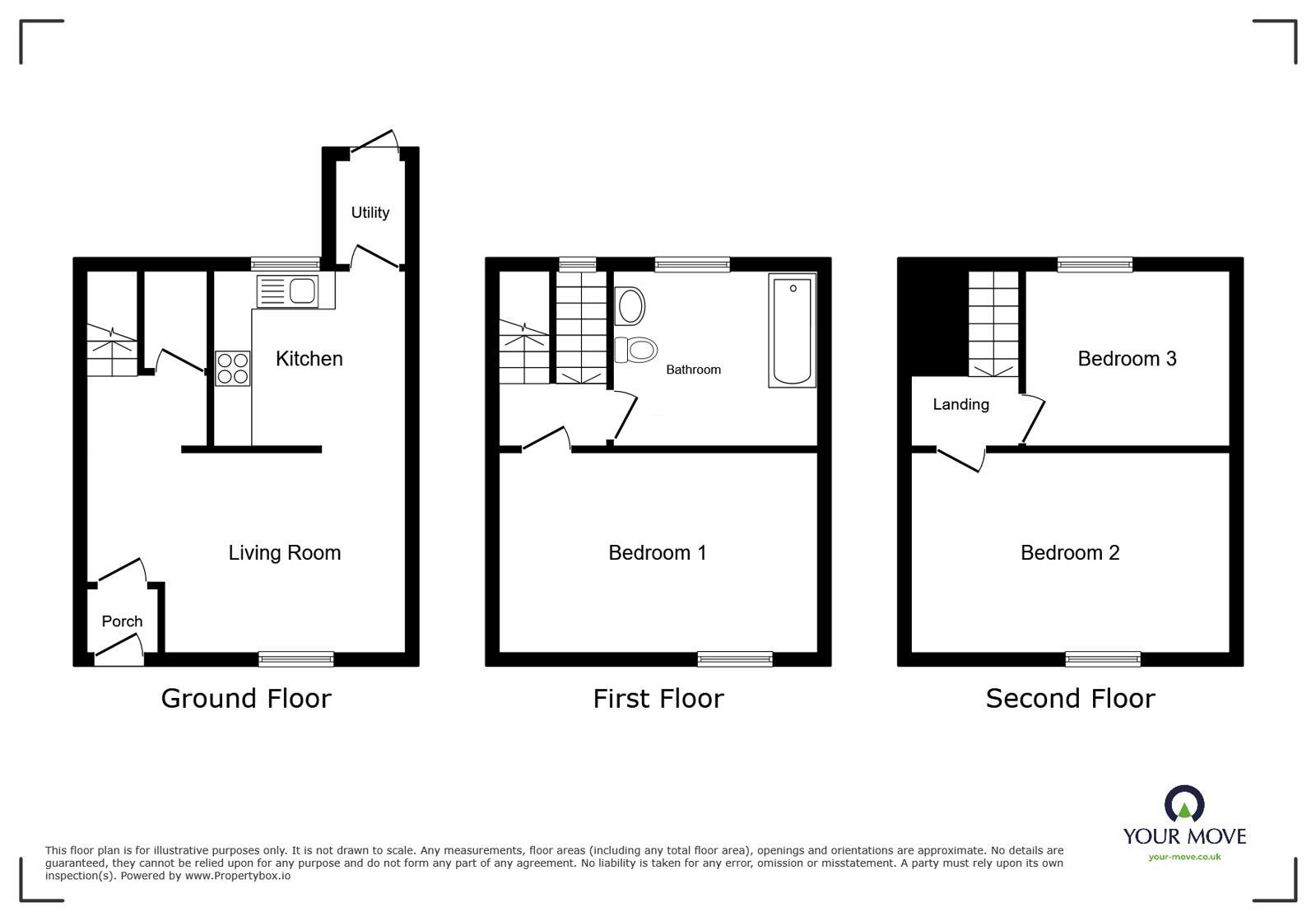 Floorplan of 3 bedroom Mid Terrace House for sale, Market Hill, Wigton, Cumbria, CA7