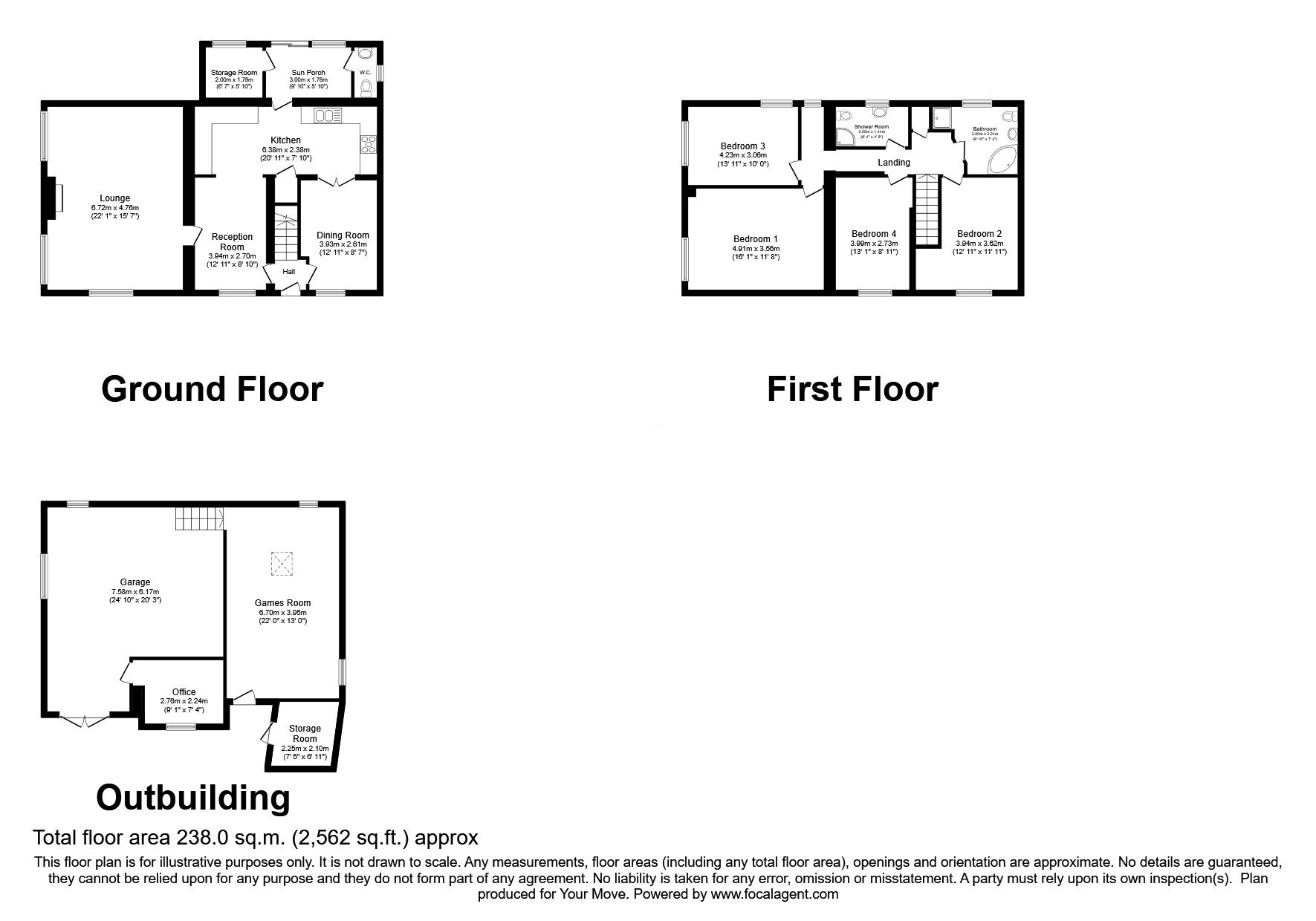 Floorplan of 4 bedroom Detached House for sale, Allerby, Aspatria, Cumbria, CA7