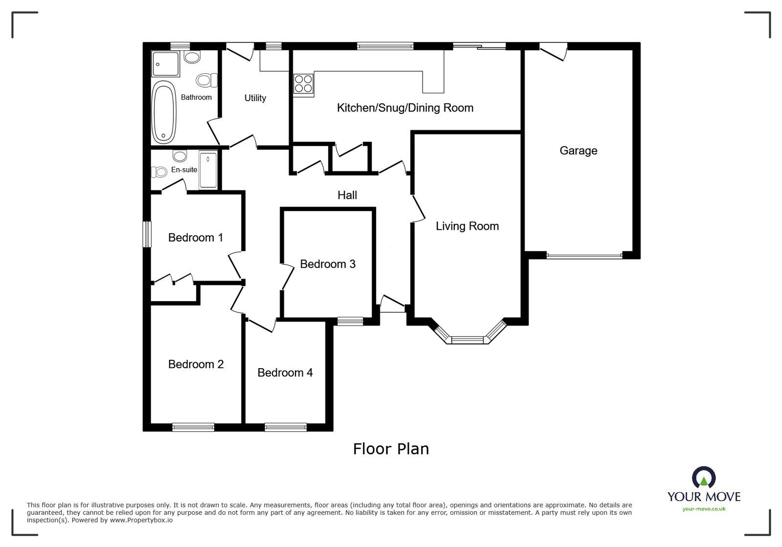 Floorplan of 4 bedroom Detached Bungalow for sale, Highmoor, Wigton, Cumbria, CA7
