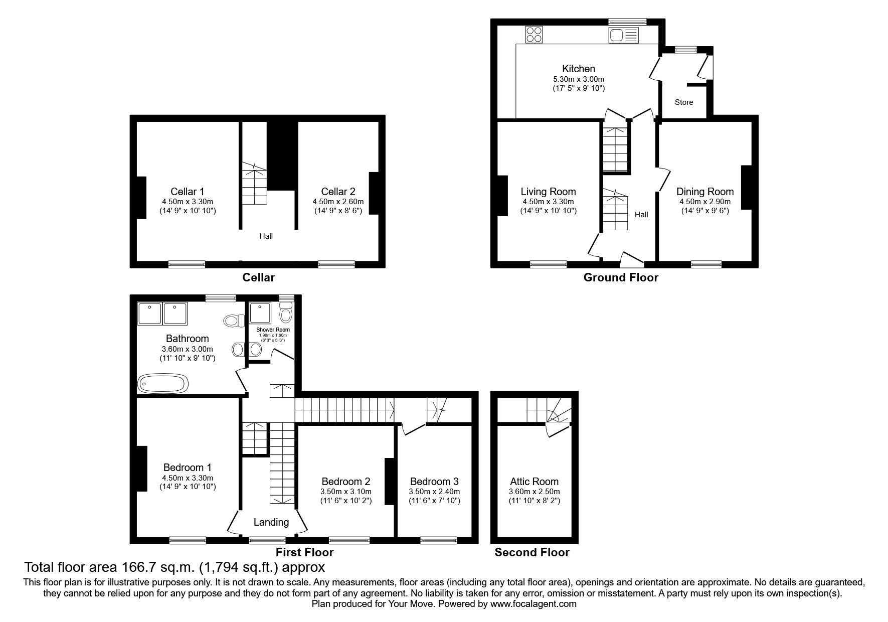 Floorplan of 3 bedroom End Terrace House for sale, Clifton Terrace, High Street, Wigton, CA7