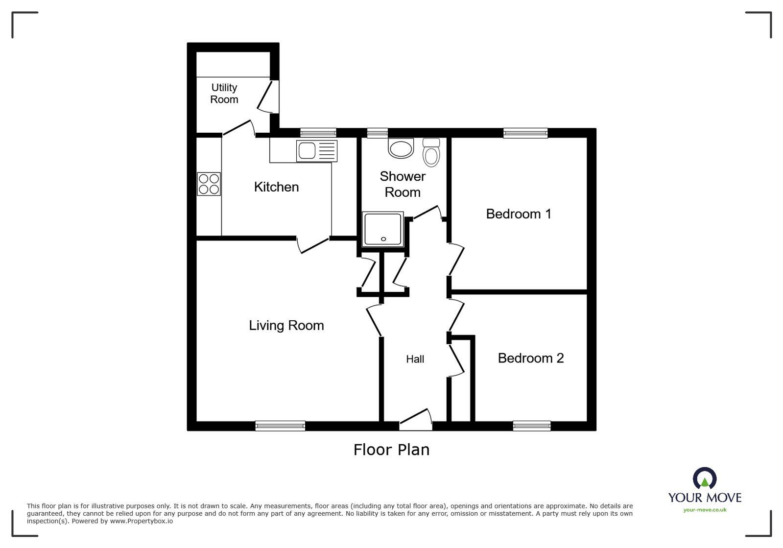 Floorplan of 2 bedroom End Terrace Bungalow for sale, Inglewood, Waverton, Cumbria, CA7