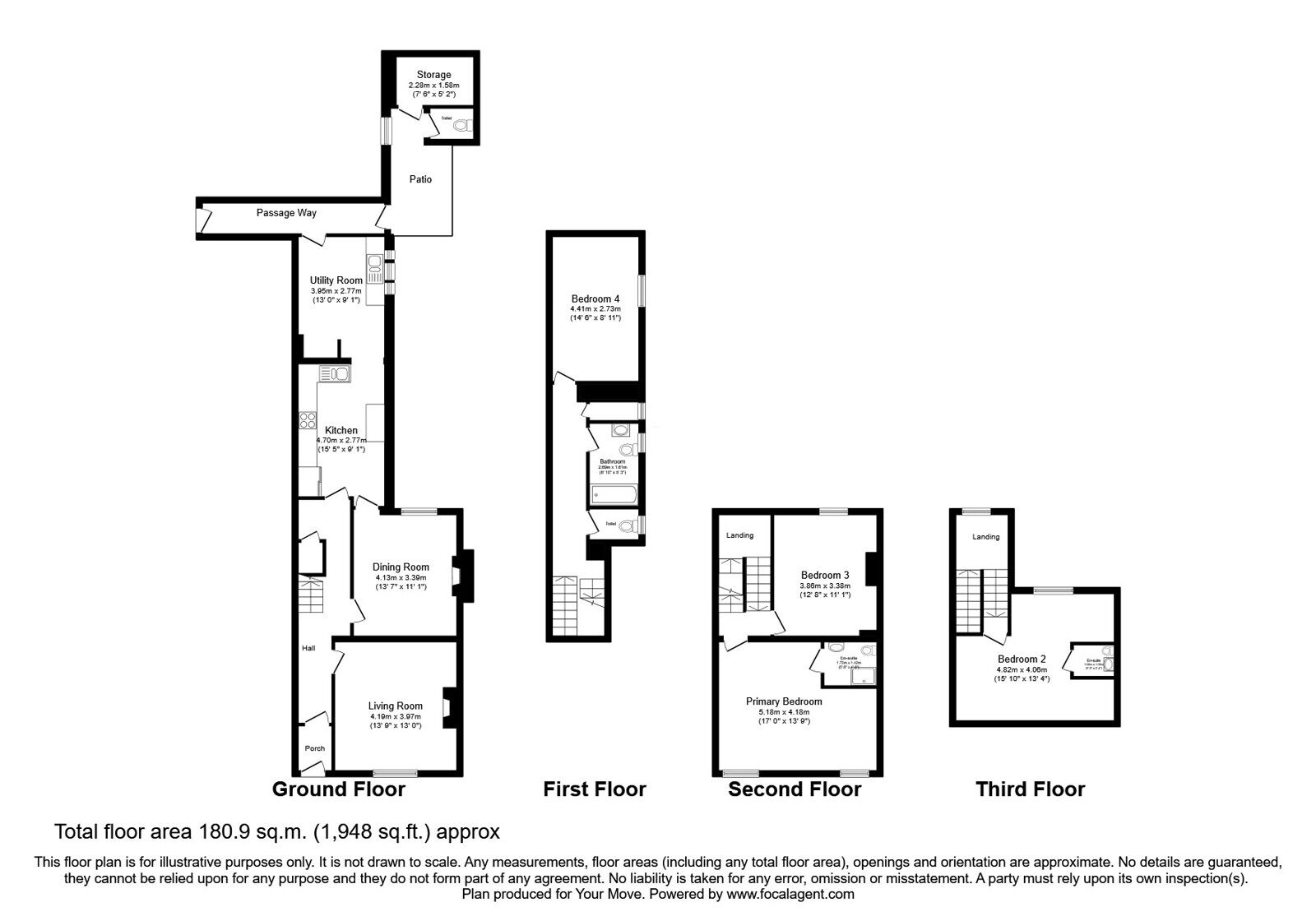 Floorplan of 4 bedroom Mid Terrace House for sale, Port Carlisle, Wigton, Cumbria, CA7