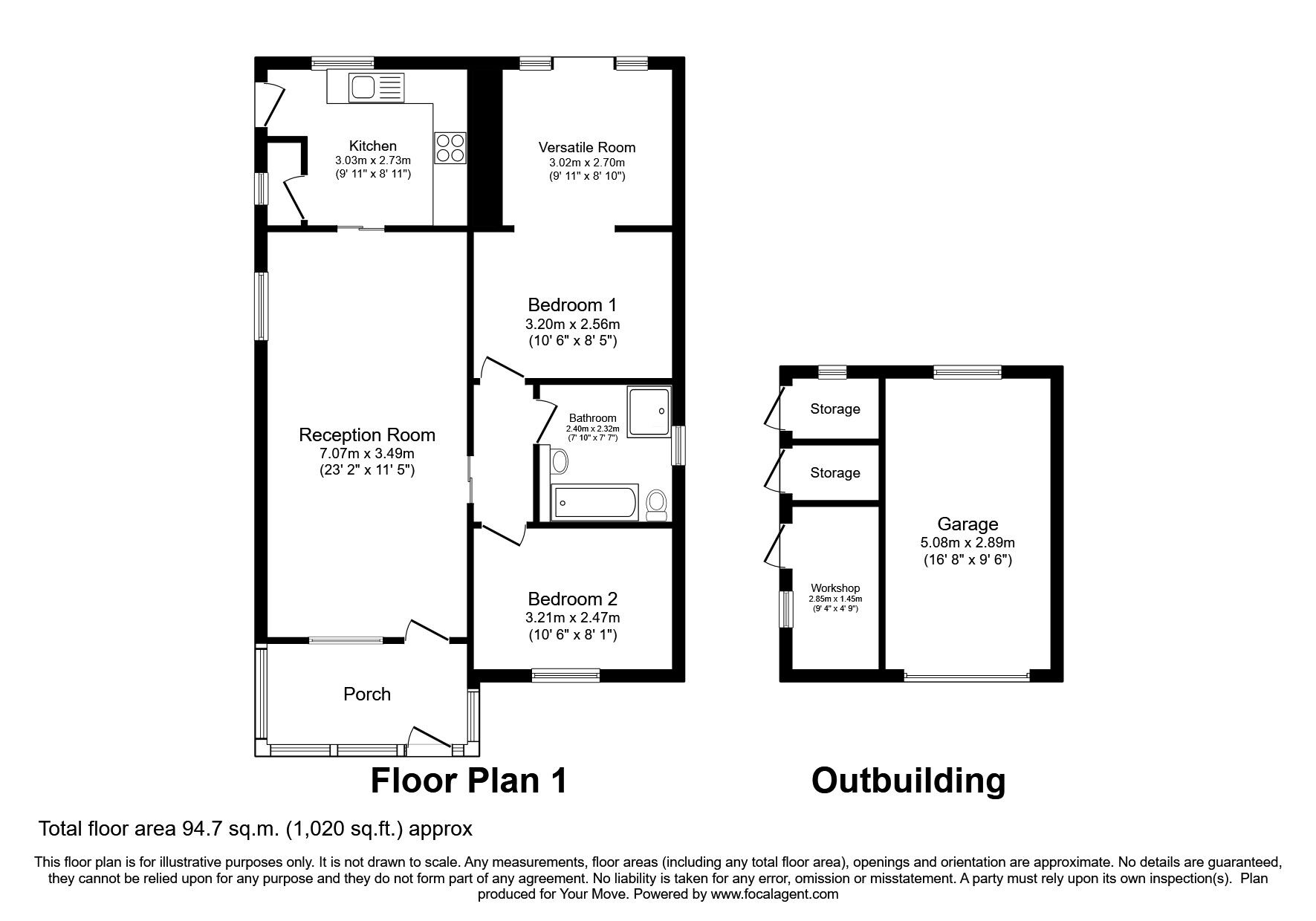 Floorplan of 2 bedroom Detached Bungalow for sale, Skinburness Road, Skinburness, Cumbria, CA7