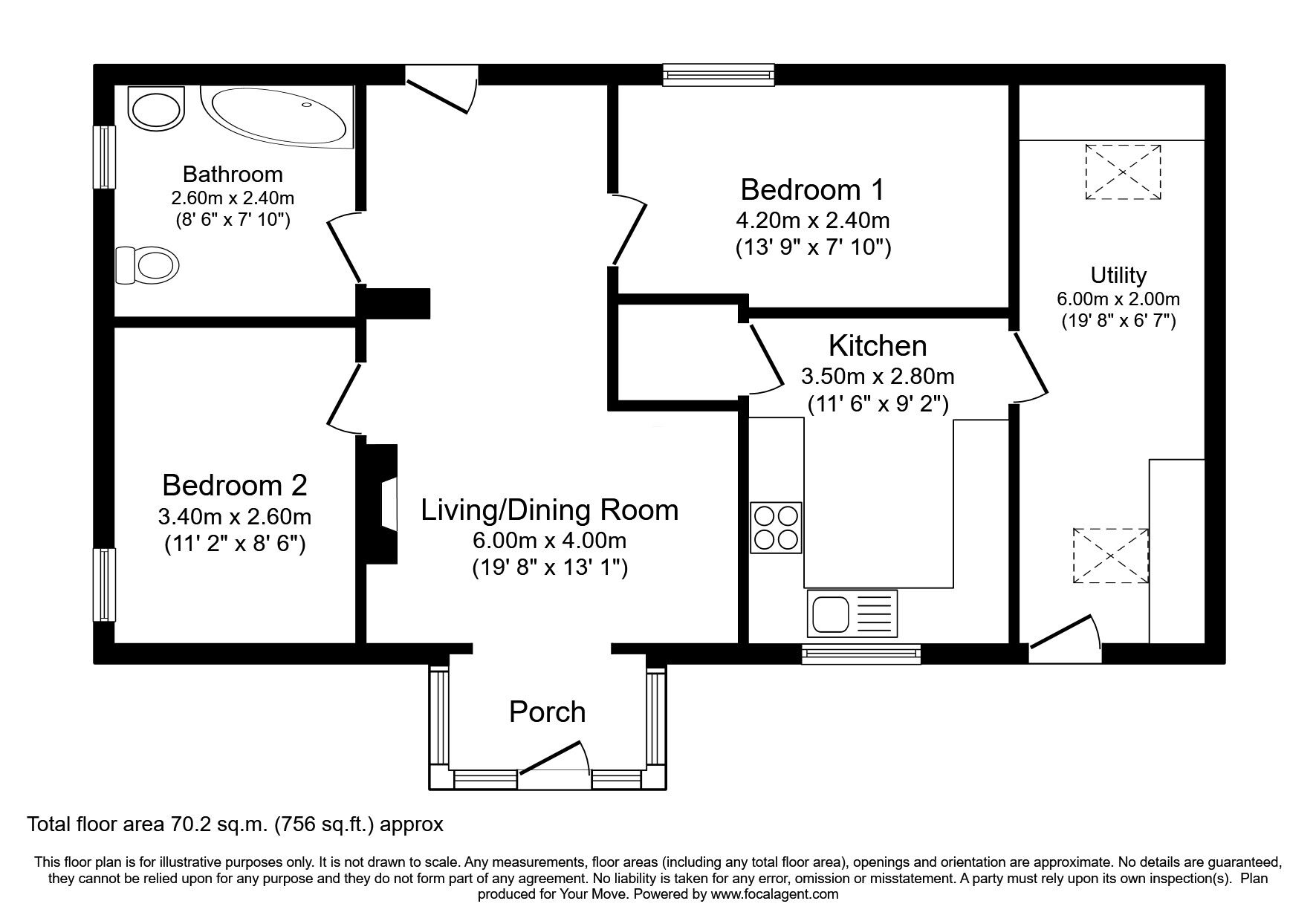Floorplan of 2 bedroom Detached Property for sale, Station Hill, Wigton, Cumbria, CA7
