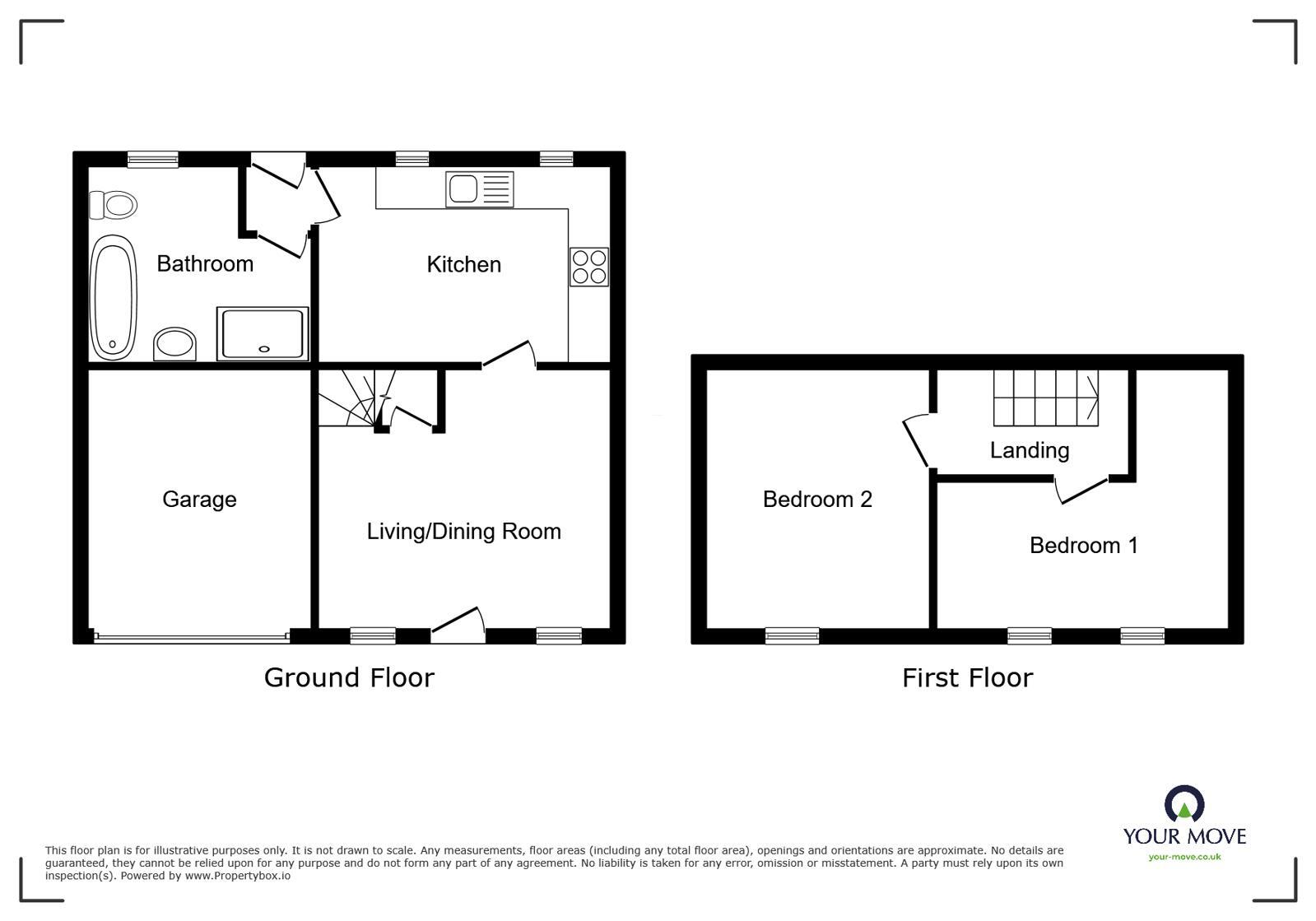 Floorplan of 2 bedroom Mid Terrace Property for sale, Mawbray, Maryport, Cumbria, CA15