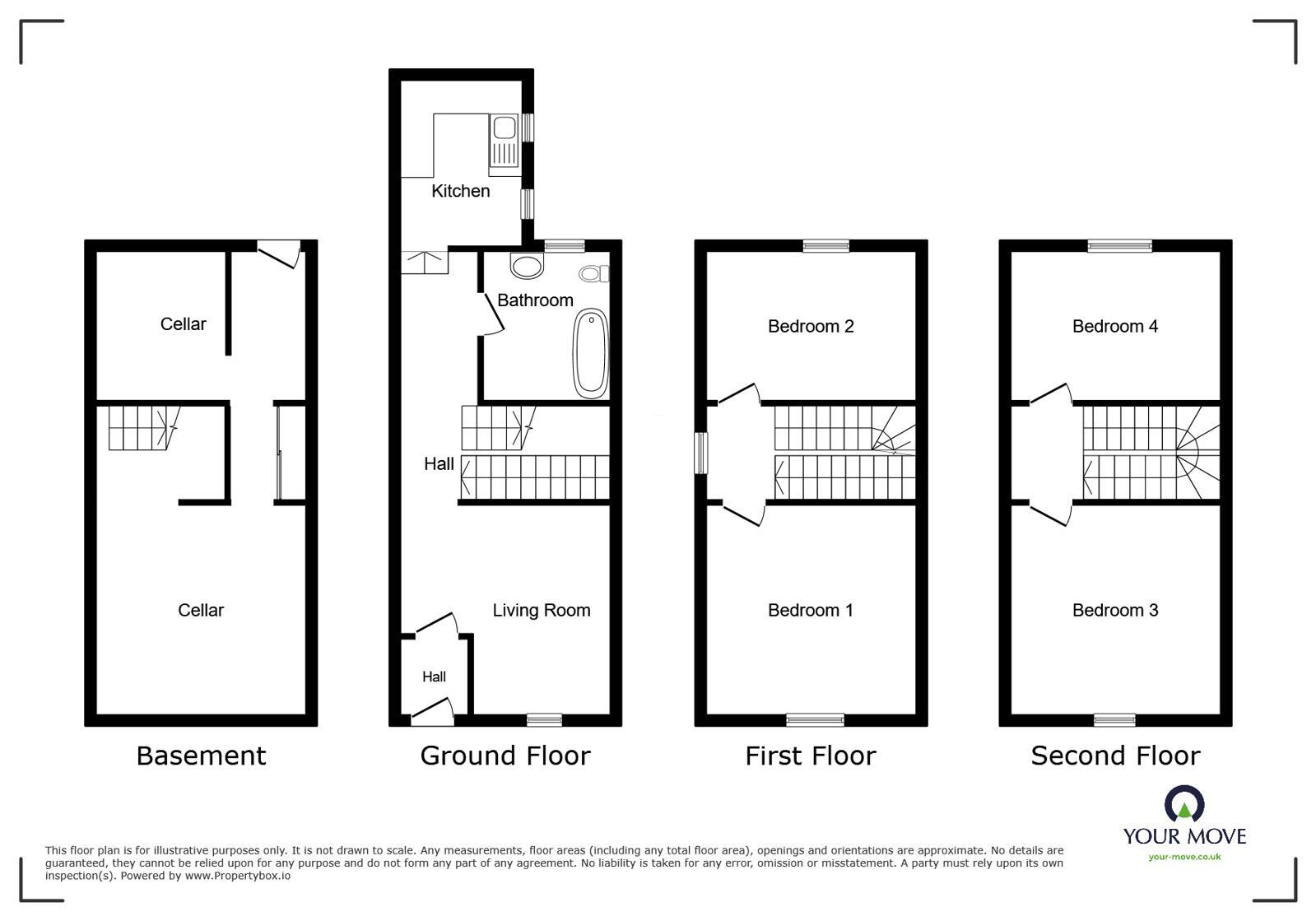 Floorplan of 4 bedroom End Terrace House for sale, New Street, Wigton, Cumbria, CA7