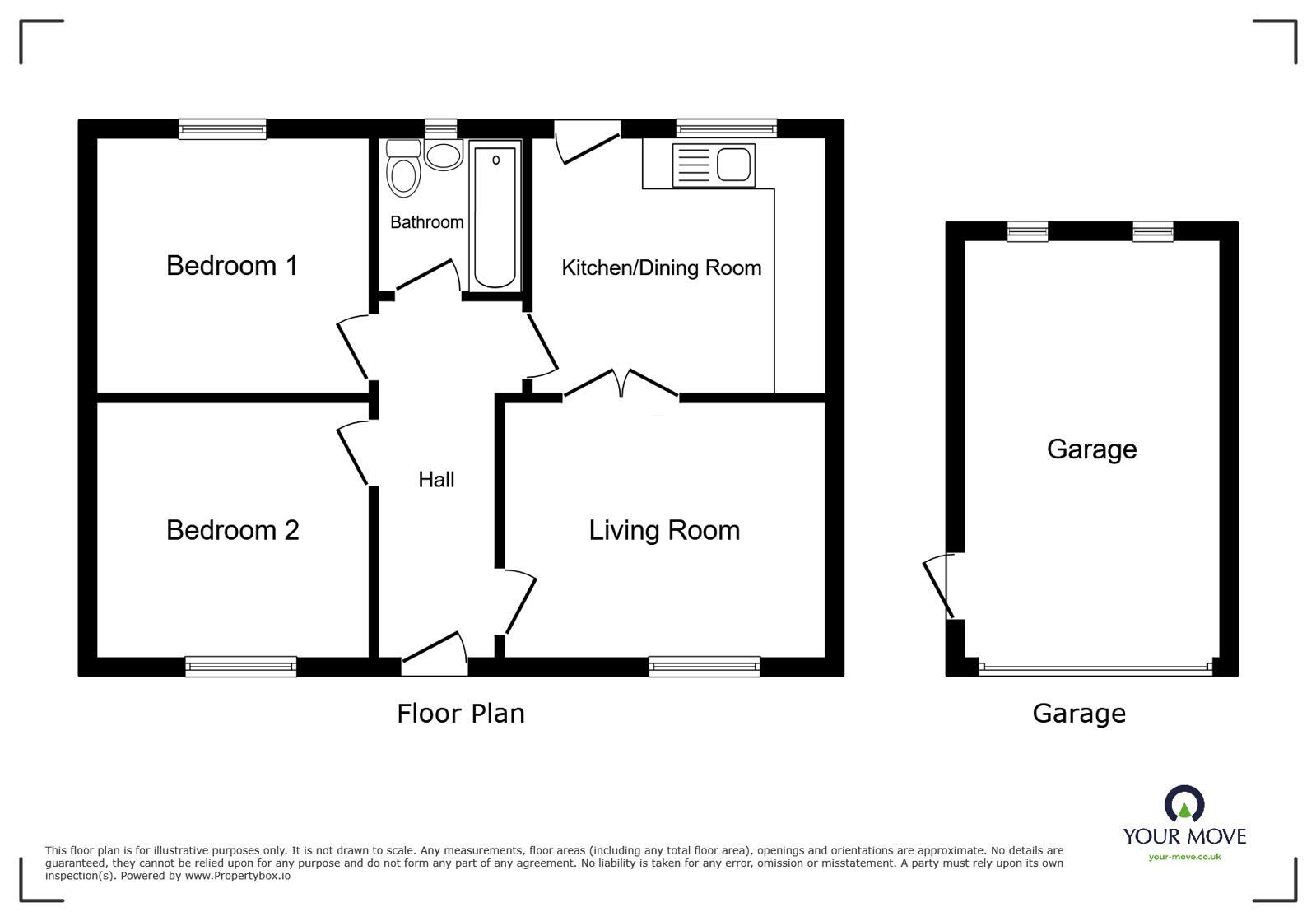 Floorplan of 2 bedroom Semi Detached Bungalow for sale, Beacon Close, Aspatria, Cumbria, CA7