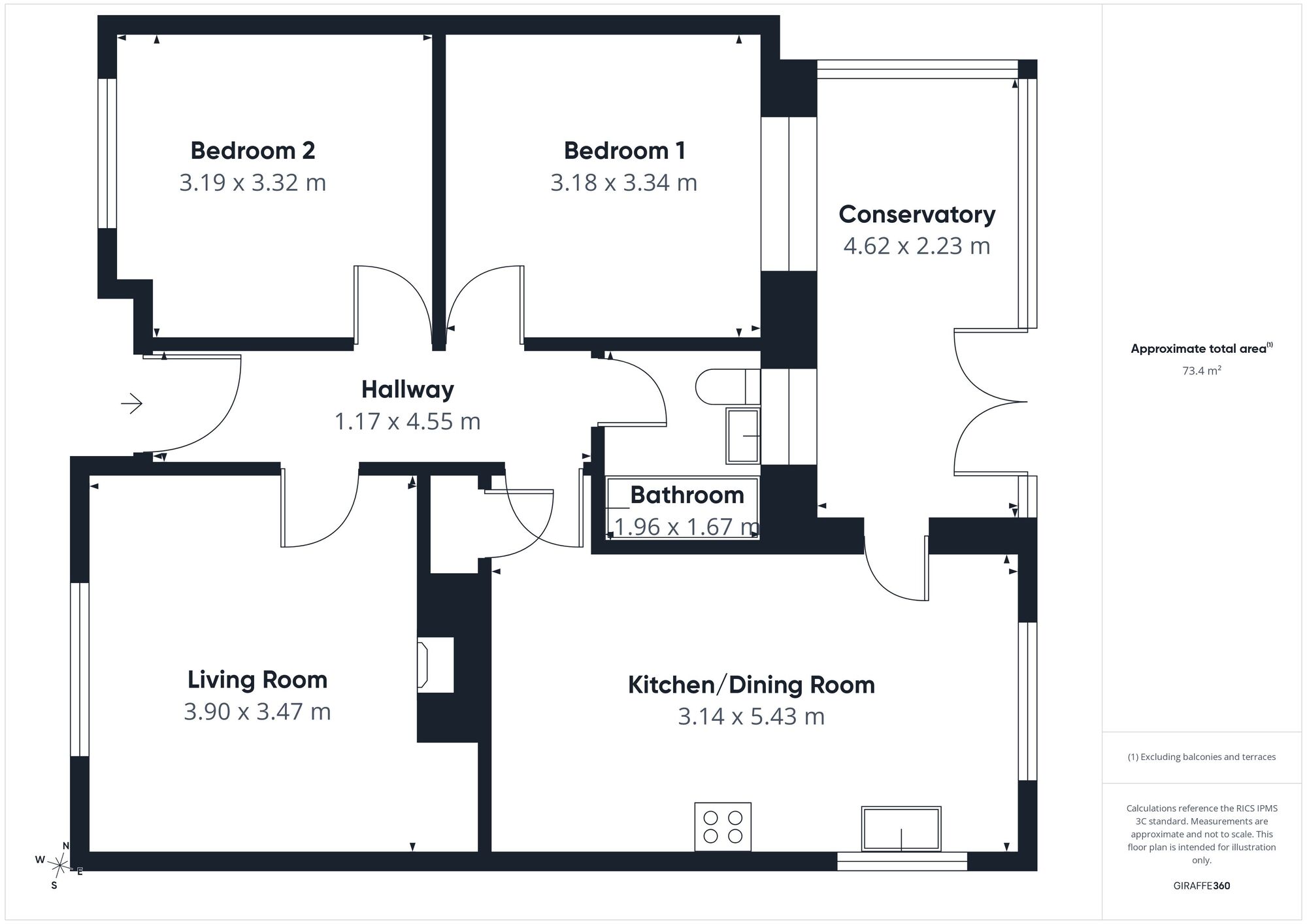Floorplan of 2 bedroom Semi Detached Bungalow for sale, Beacon Close, Aspatria, Cumbria, CA7