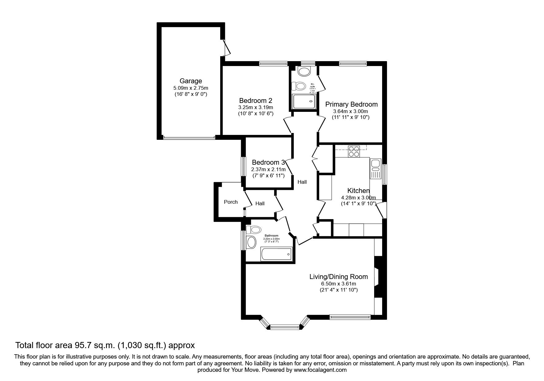 Floorplan of 3 bedroom Detached Bungalow for sale, The Hawthorns, Wigton, Cumbria, CA7