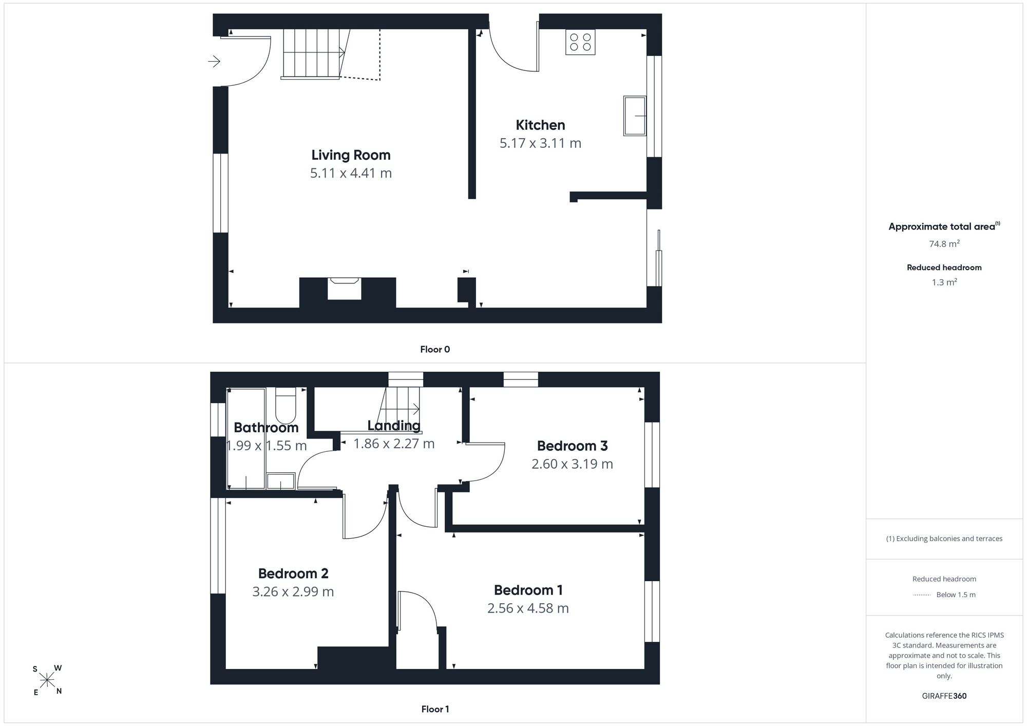 Floorplan of 3 bedroom Semi Detached House for sale, Noble Croft, Aspatria, Cumbria, CA7