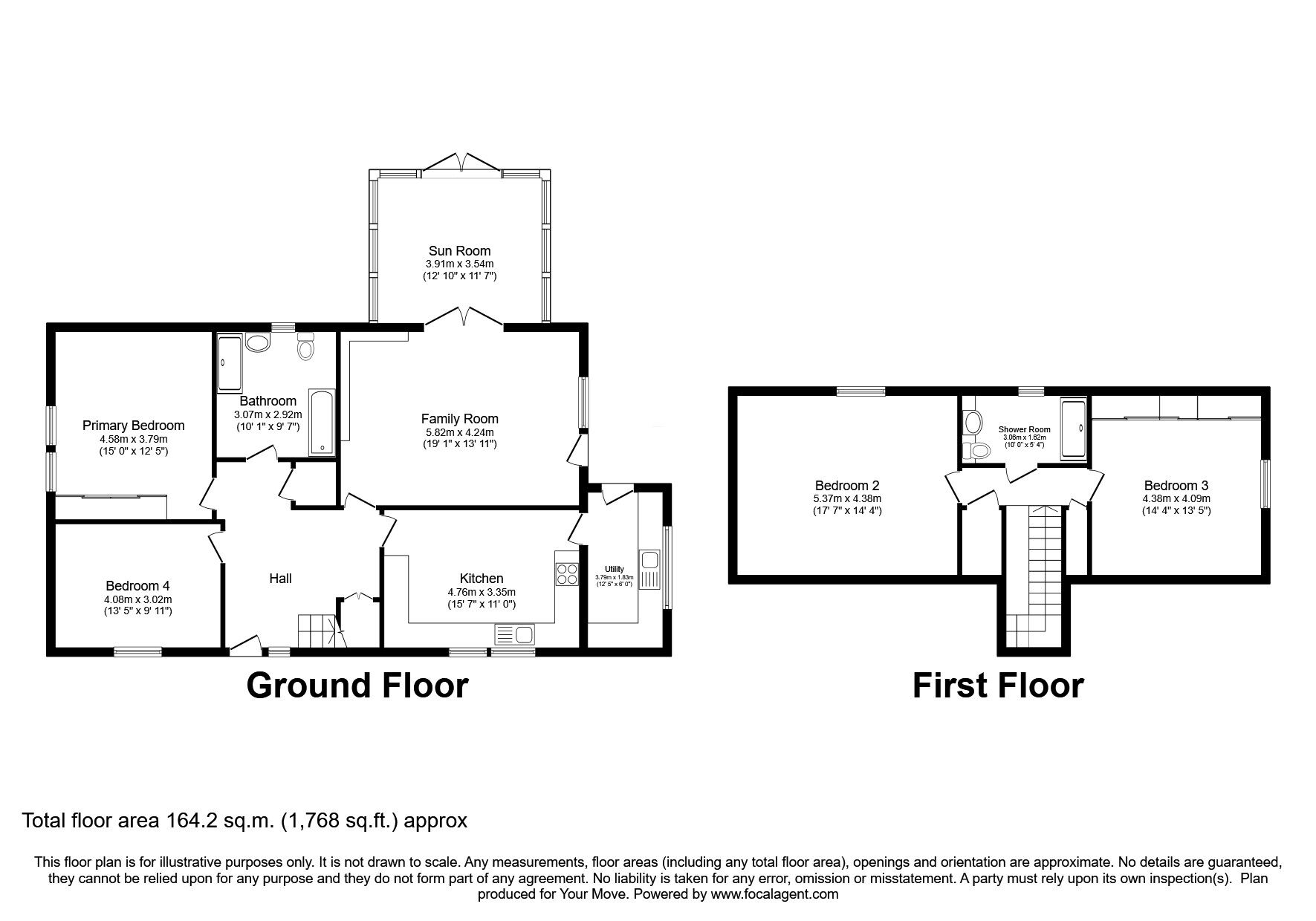 Floorplan of 4 bedroom Detached Bungalow for sale, Wiggonby, Wigton, Cumbria, CA7