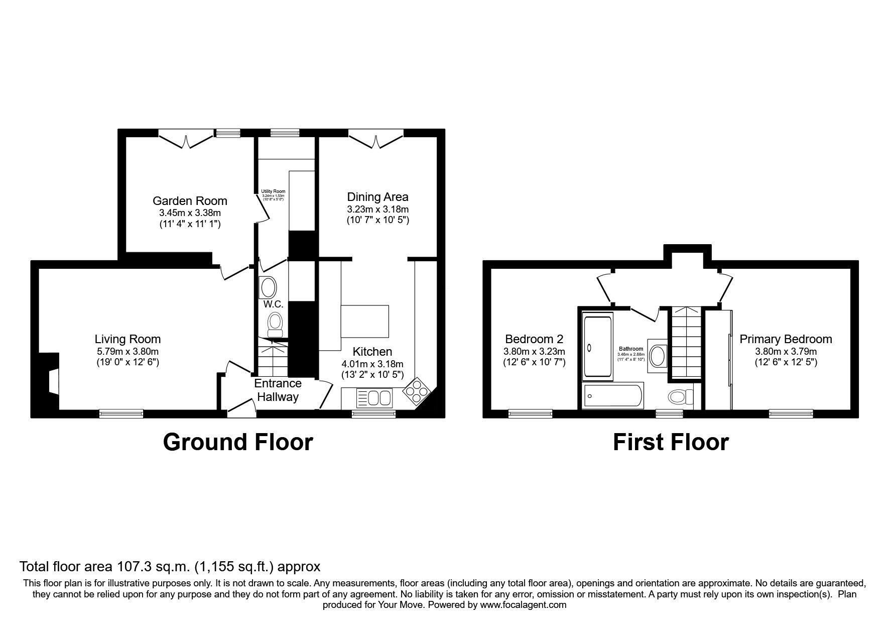Floorplan of 2 bedroom End Terrace House for sale, Beech Hill, Oughterside, Cumbria, CA7