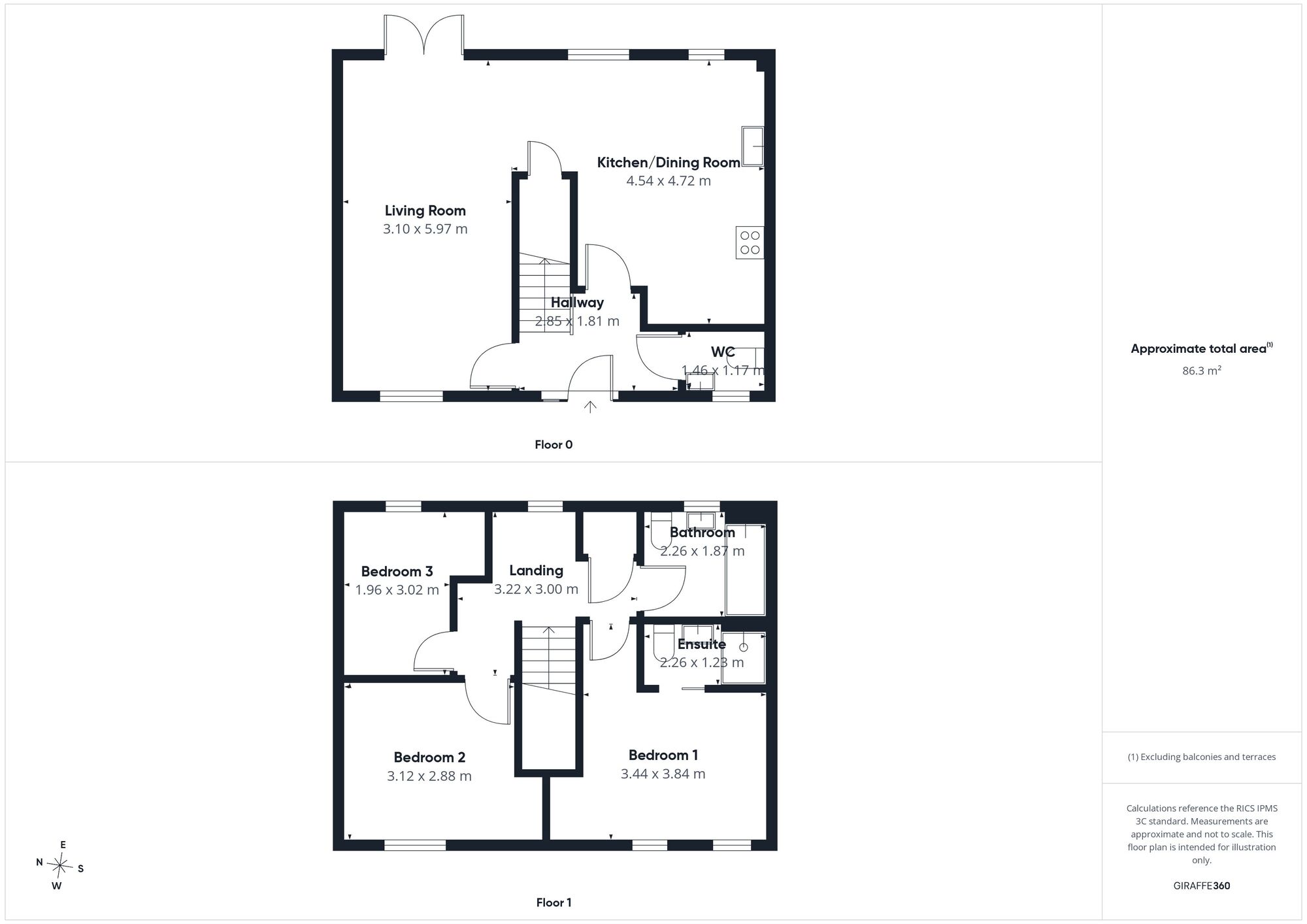 Floorplan of 3 bedroom Semi Detached House for sale, Thurston Drive, Wigton, Cumbria, CA7