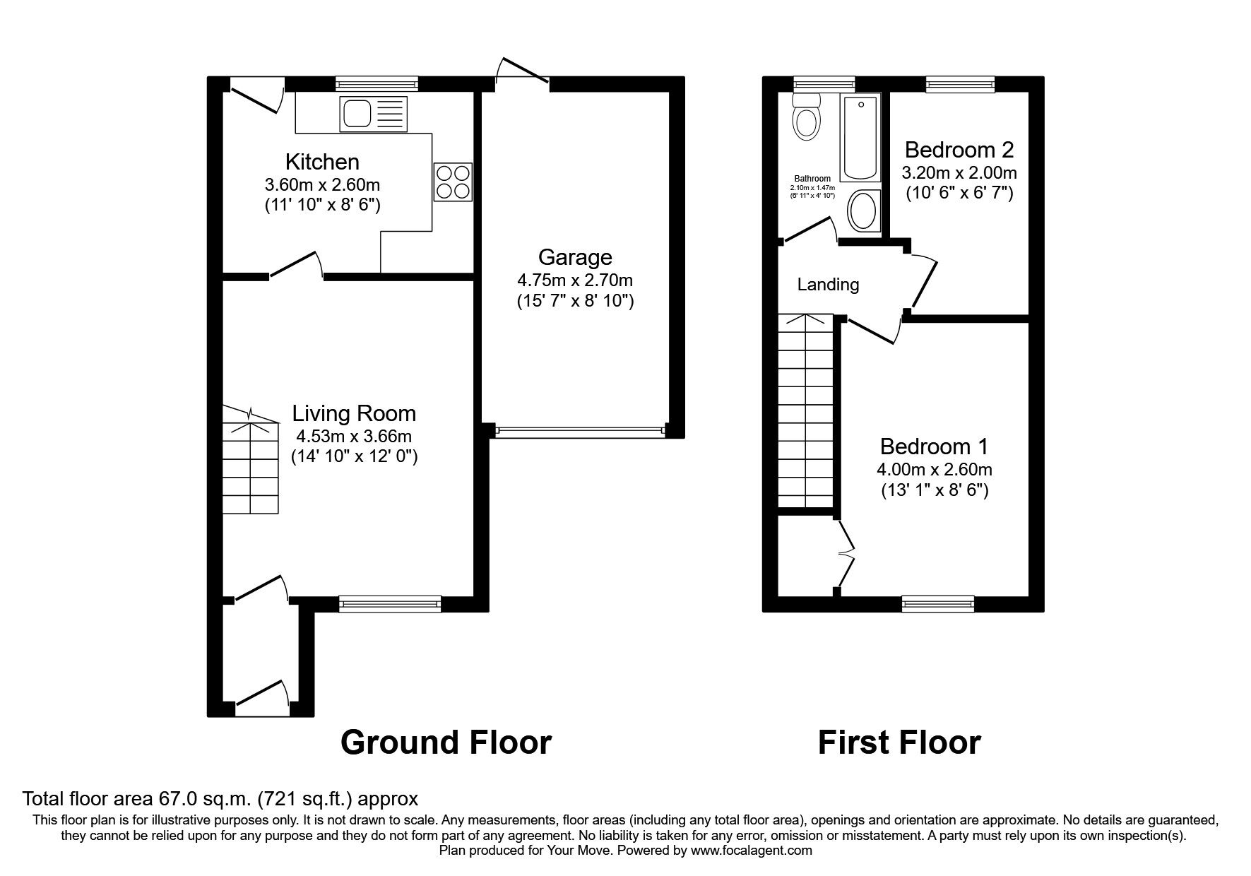 Floorplan of 2 bedroom Semi Detached House to rent, The Copse, Blaydon-On-Tyne, Tyne And Wear, NE21