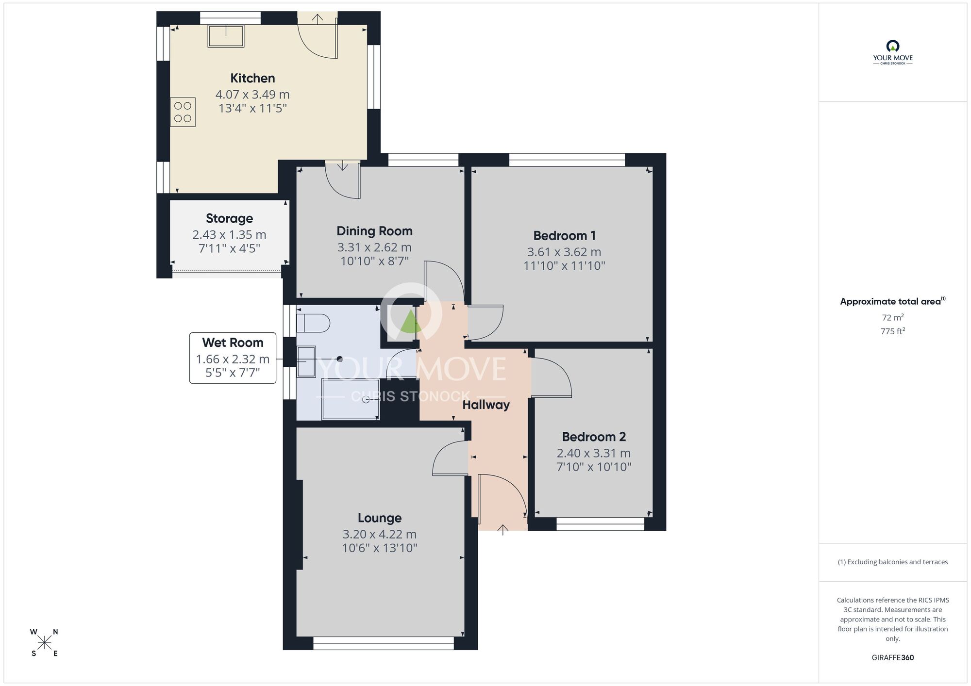 Floorplan of 2 bedroom Detached Bungalow for sale, Chesmond Drive, Loup Farm Estate, Blaydon, NE21