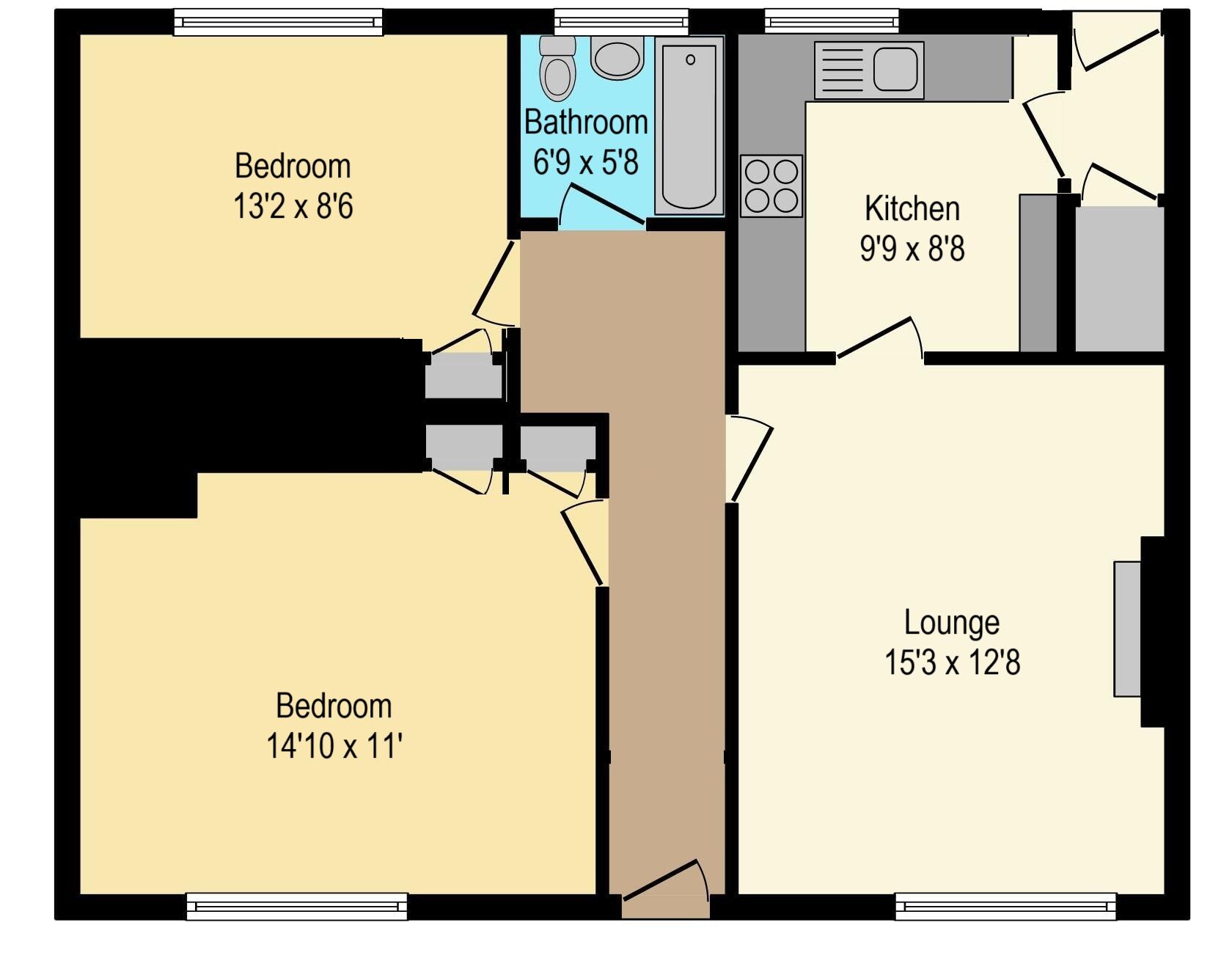 Floorplan of 2 bedroom  Flat for sale, Sidlaw Drive, Wishaw, North Lanarkshire, ML2