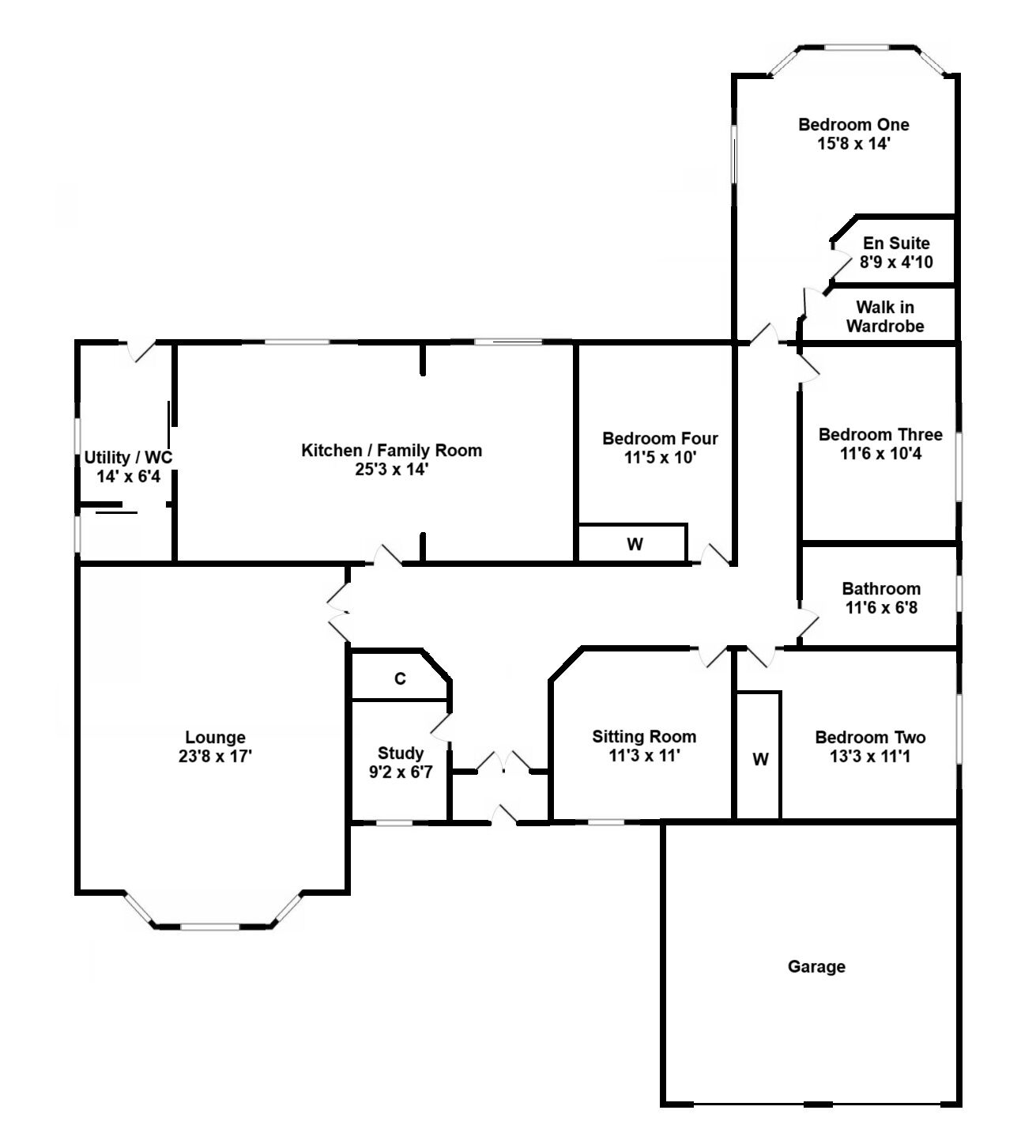 Floorplan of 5 bedroom Detached Bungalow for sale, Captains Walk, Cleland, North Lanarkshire, ML1