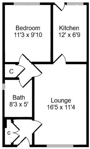 Floorplan of 1 bedroom Semi Detached Bungalow for sale, Moss Road, Wishaw, North Lanarkshire, ML2