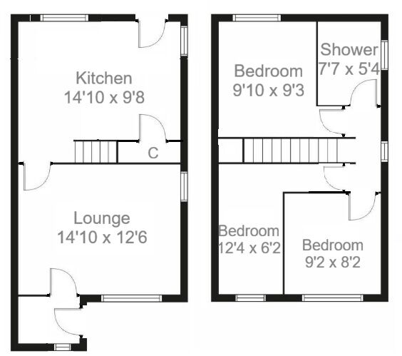 Floorplan of 3 bedroom Semi Detached House for sale, Tasmania Quadrant, Wishaw, North Lanarkshire, ML2