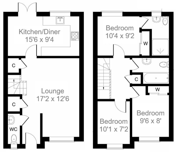 Floorplan of 3 bedroom Semi Detached House for sale, Kirk Road, Wishaw, North Lanarkshire, ML2